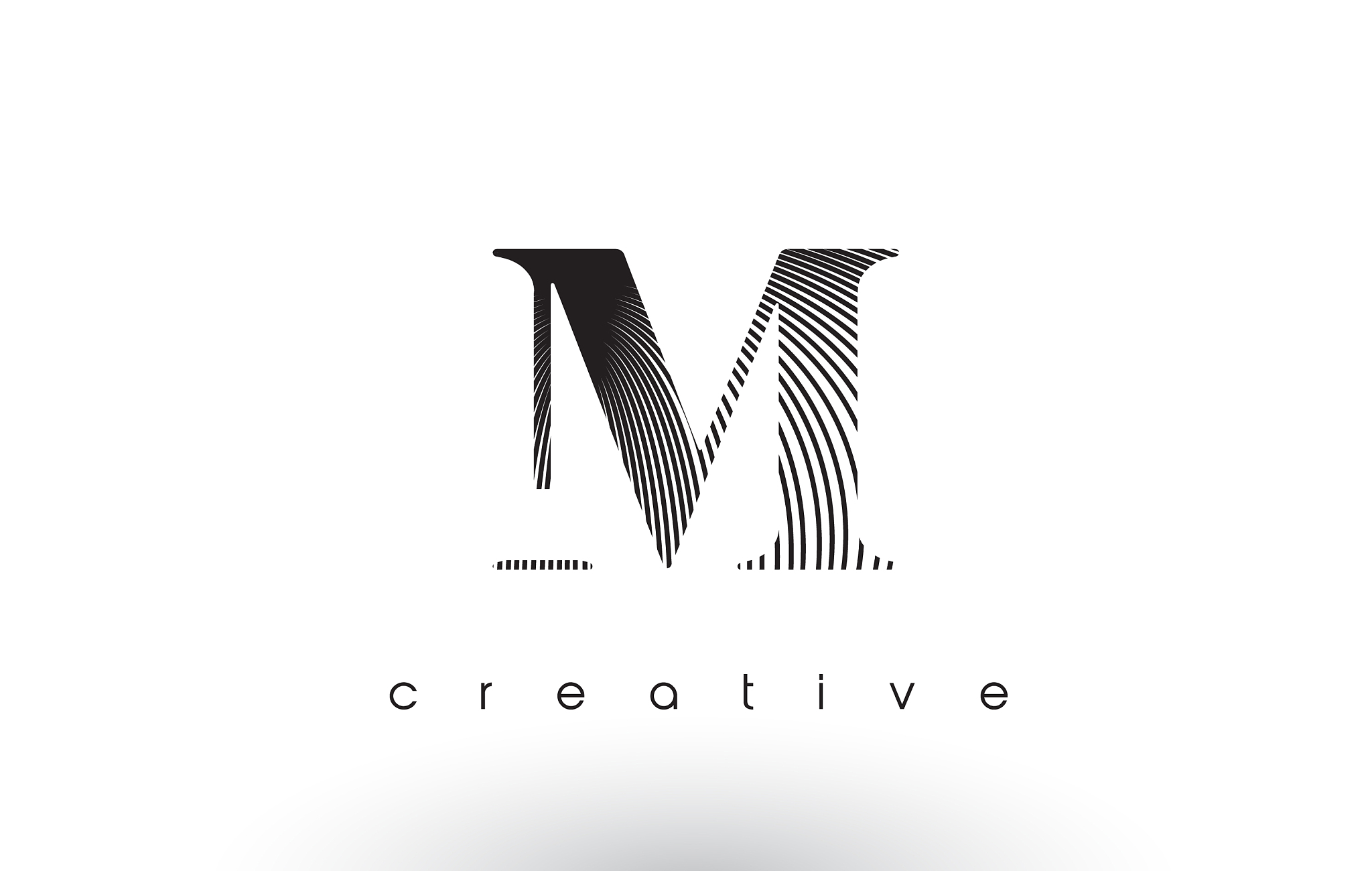 m logo design with multiple lines and black and
