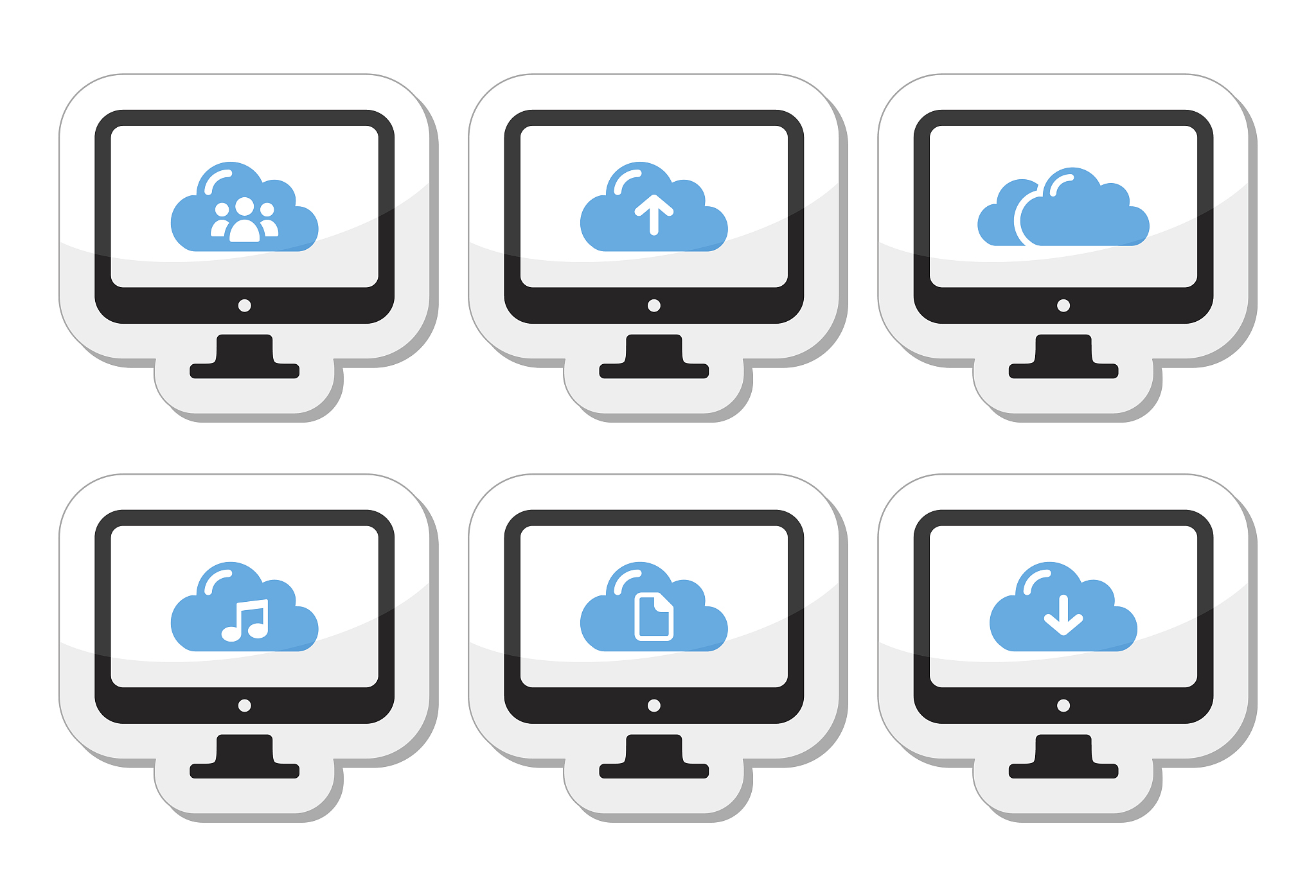 computer and cloud vector icons set for web