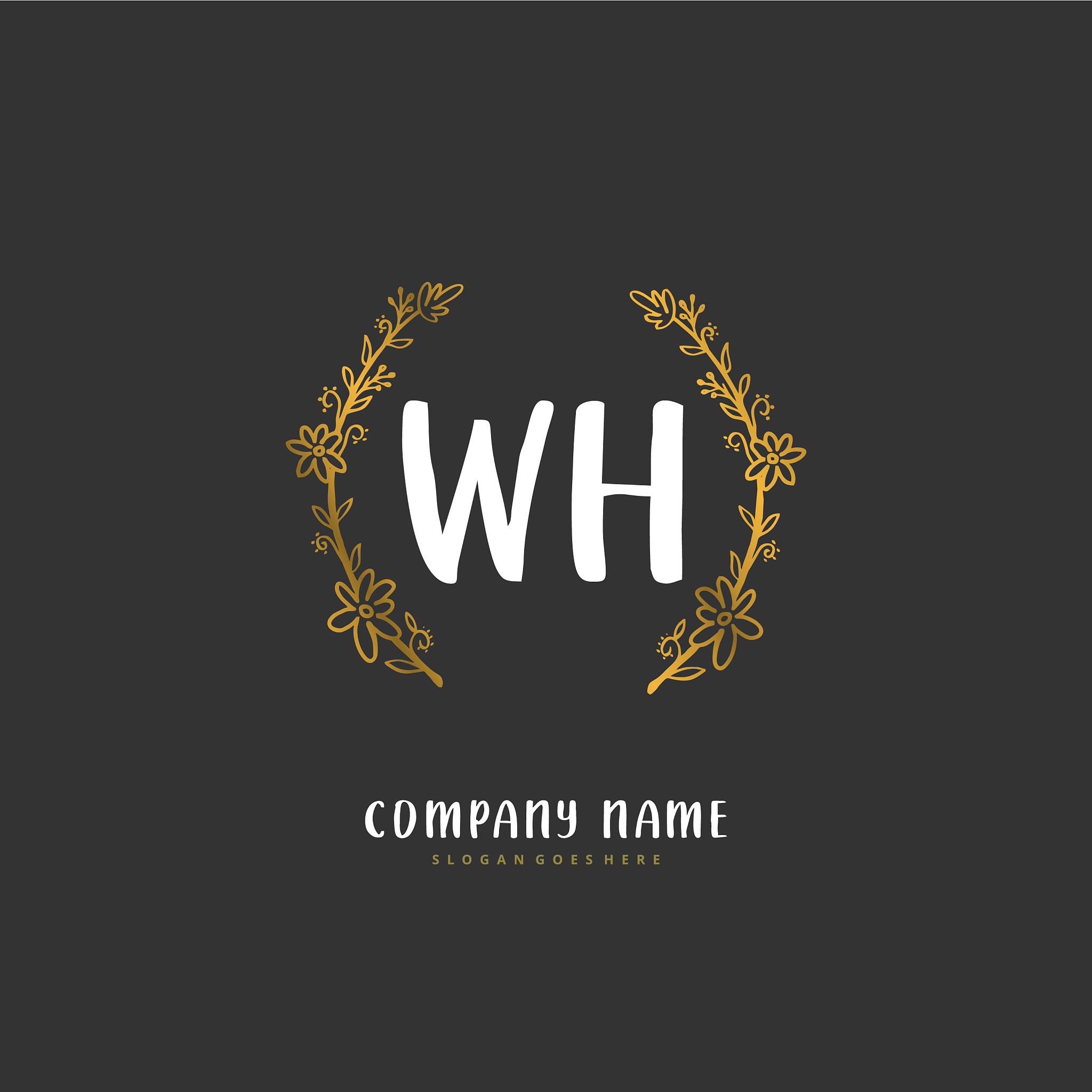 w h wh initial handwriting and signature logo