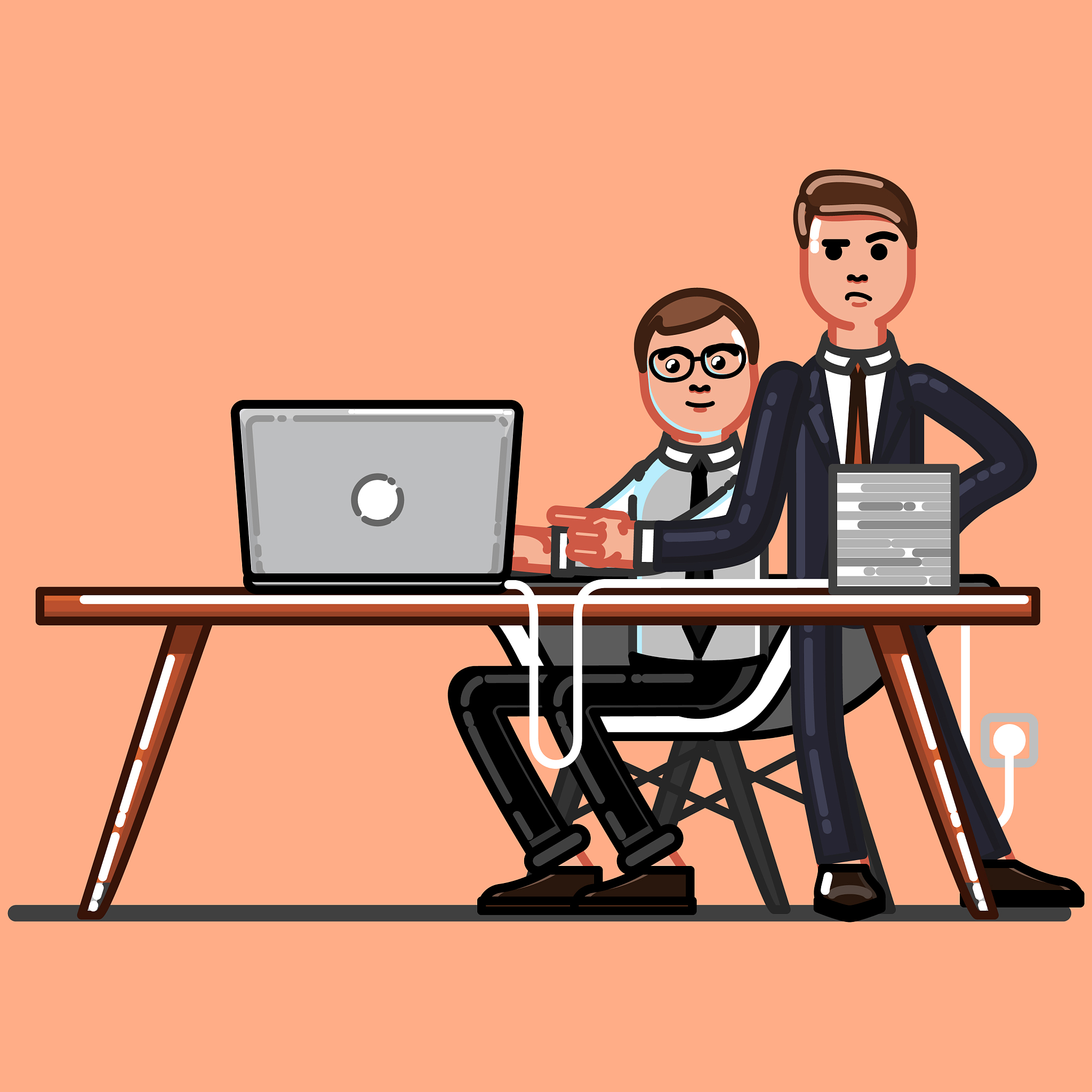 buisnessman and employee working