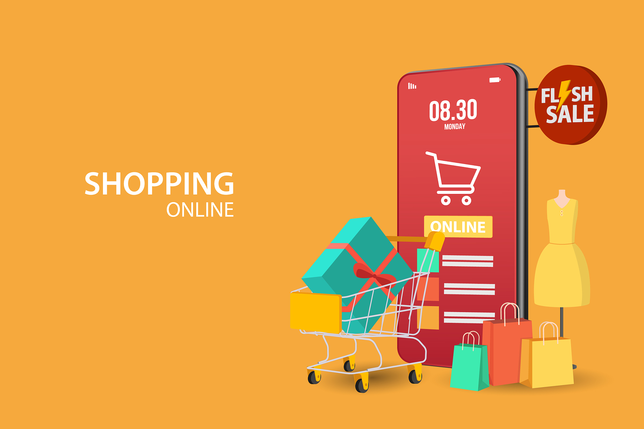 shopping online on website