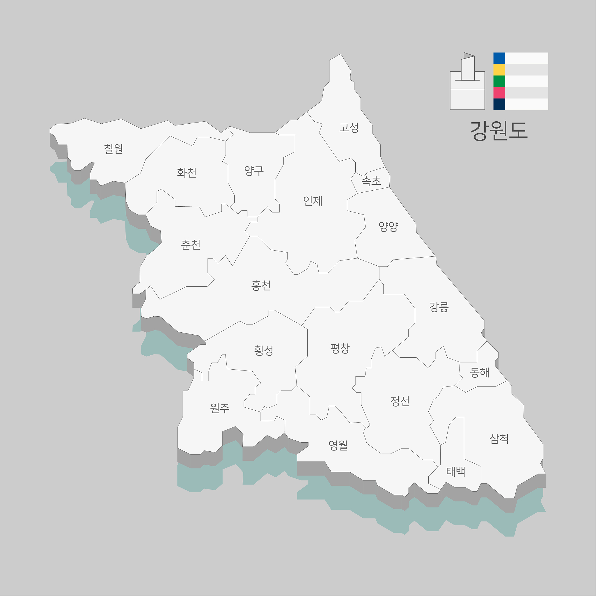 local map of south korea line vector illustration 010