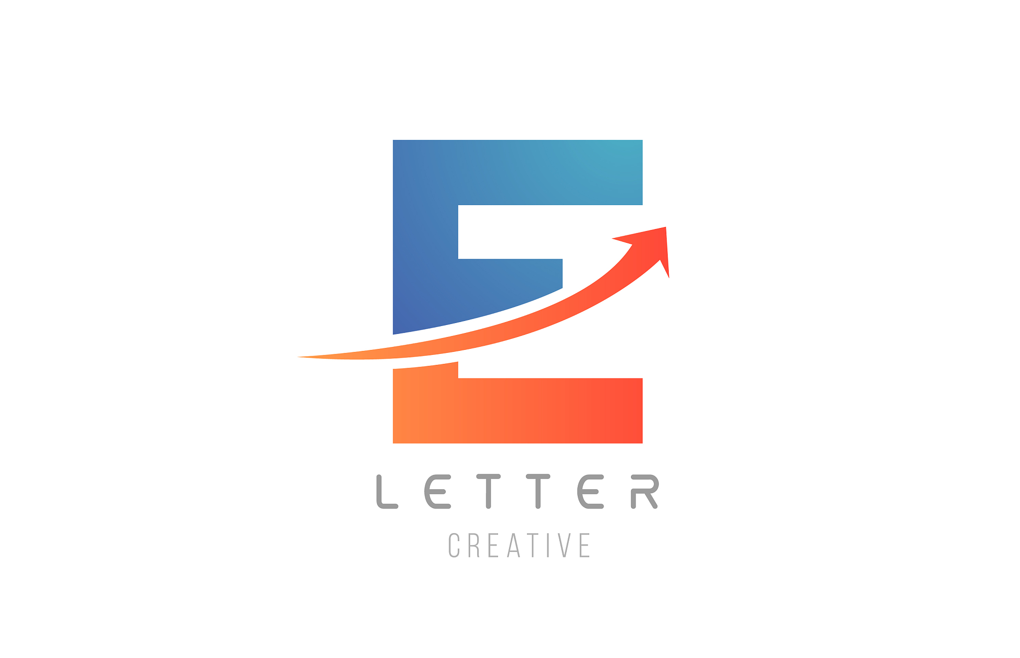 blue orange e letter alphabet icon design for