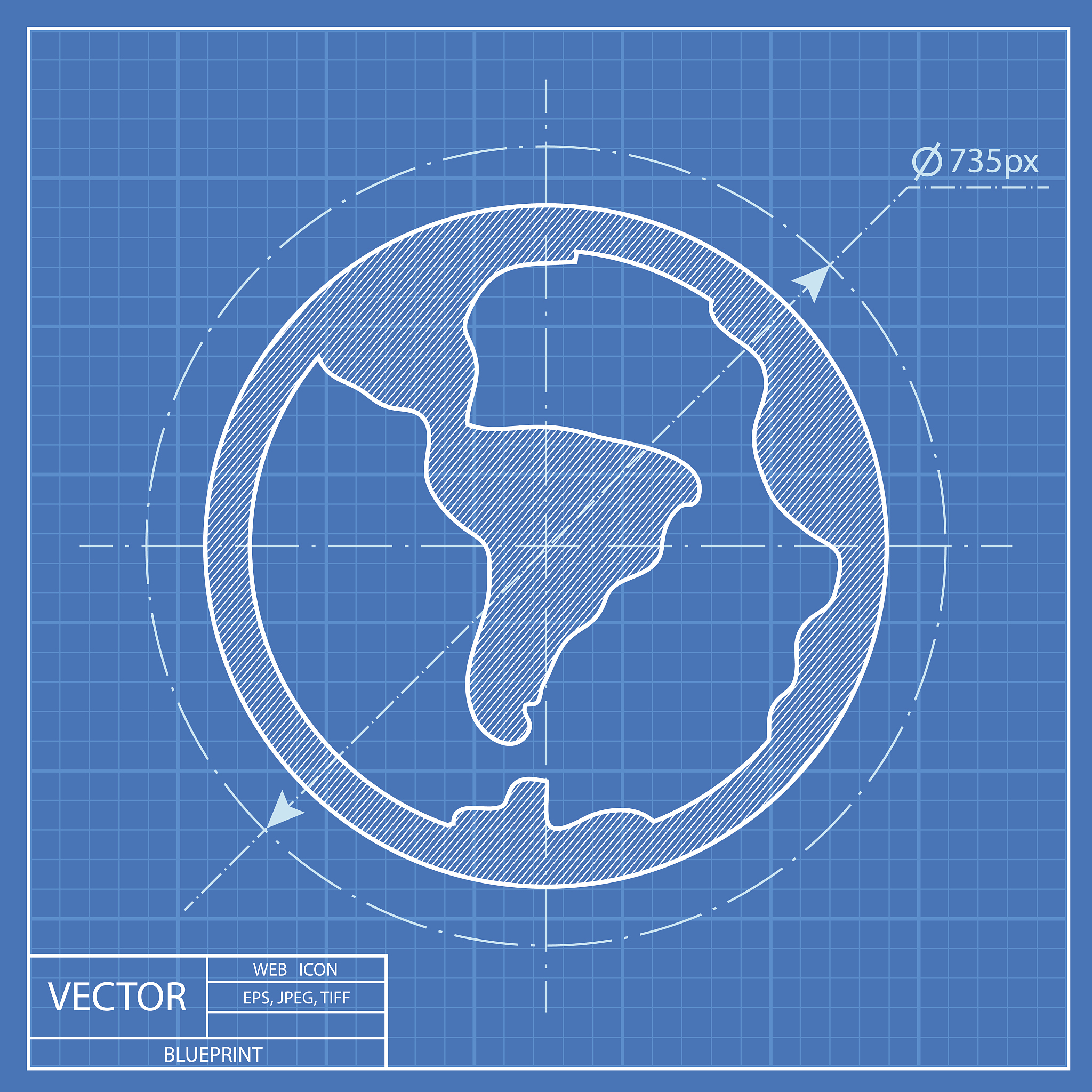 blueprint icon of earth