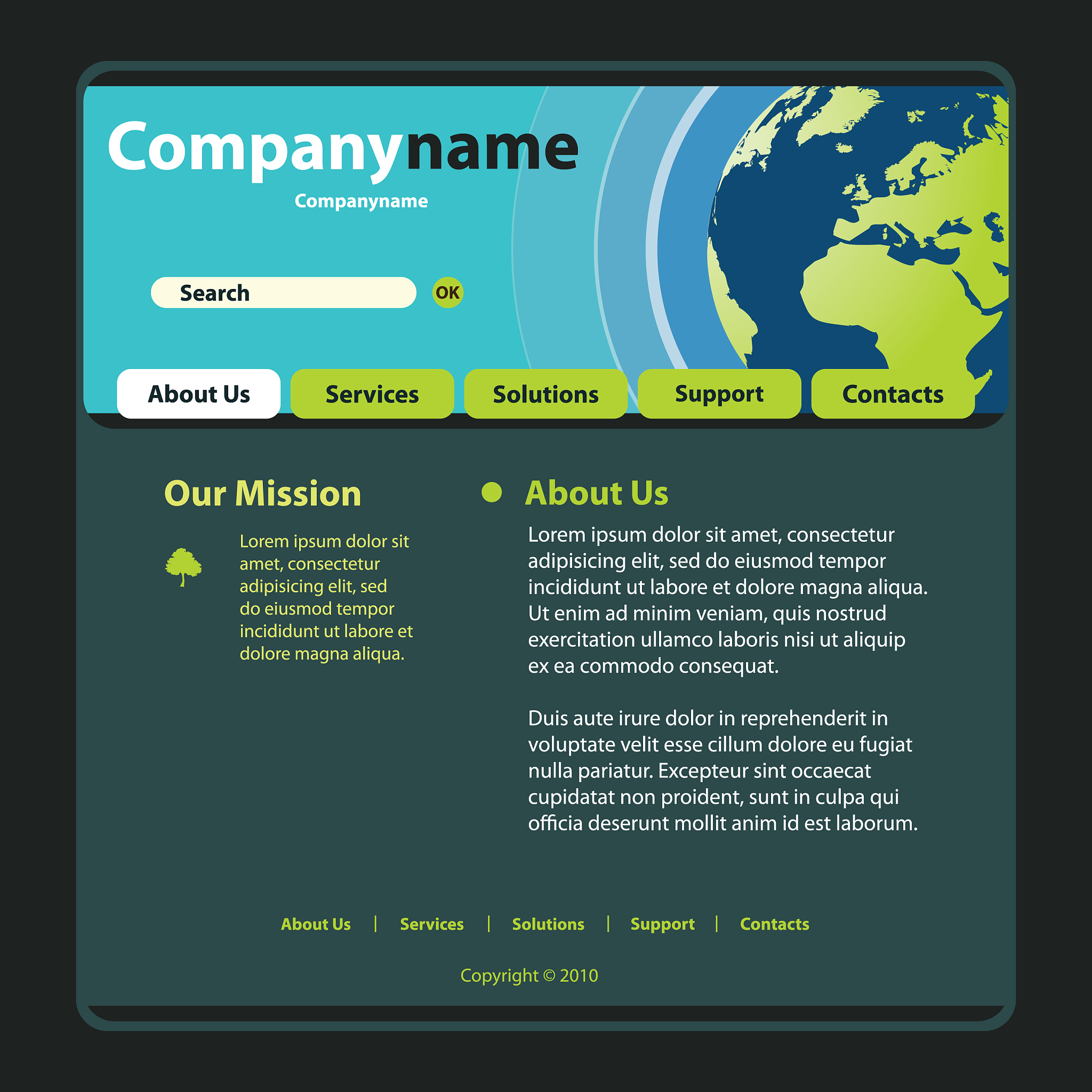 one page website template