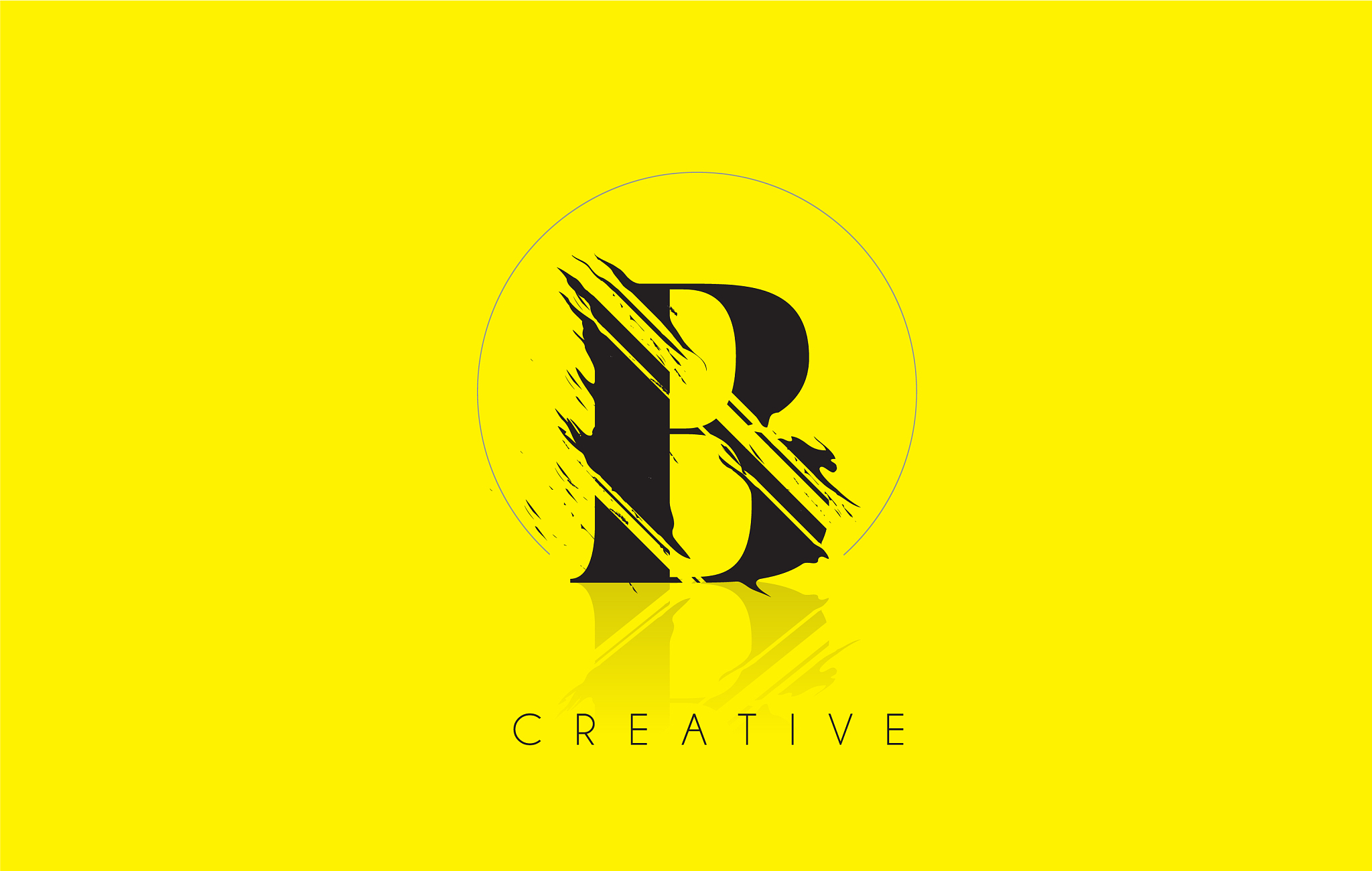 b letter logo with vintage grundge drawing design