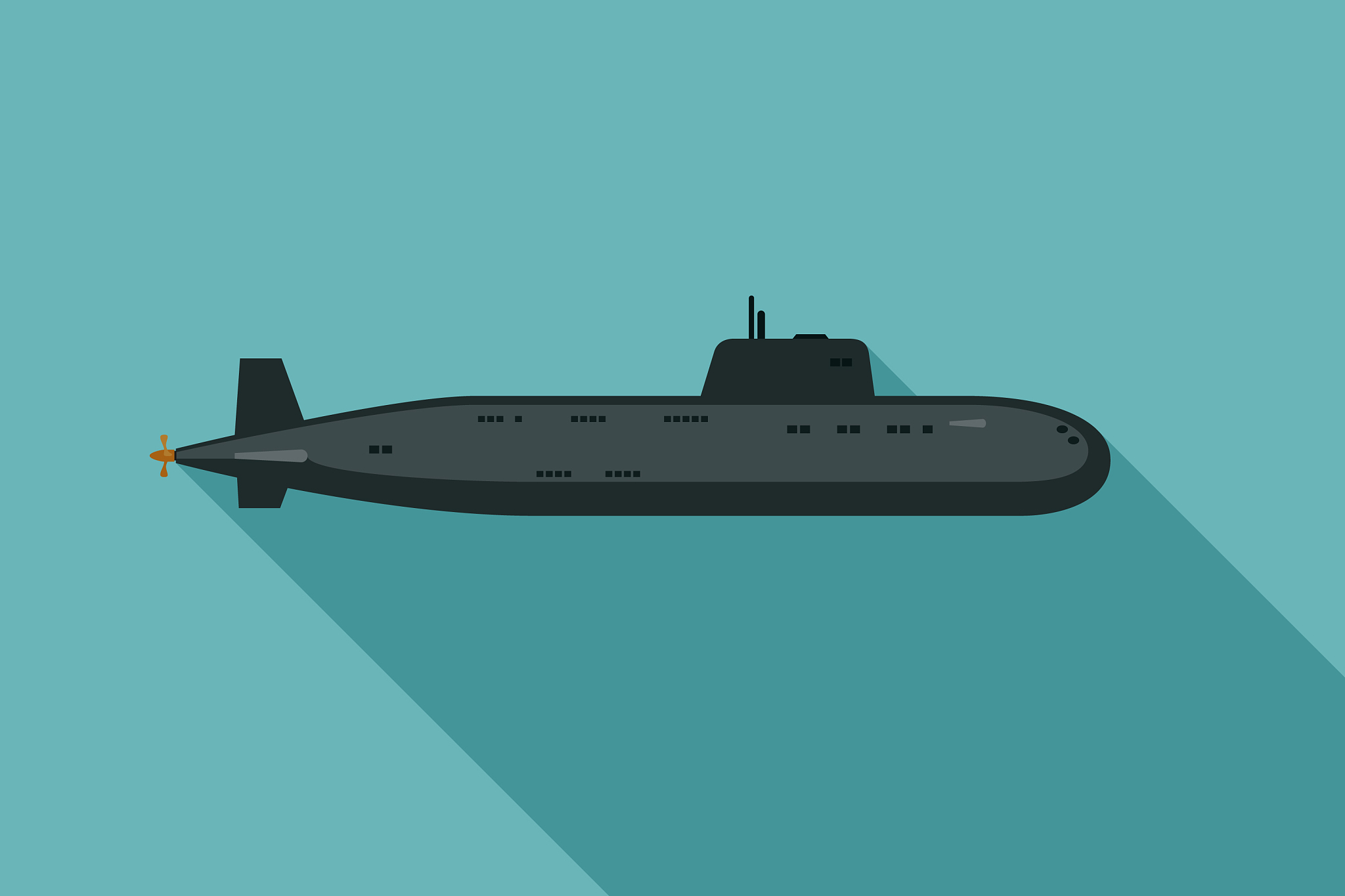submarine with long shadow