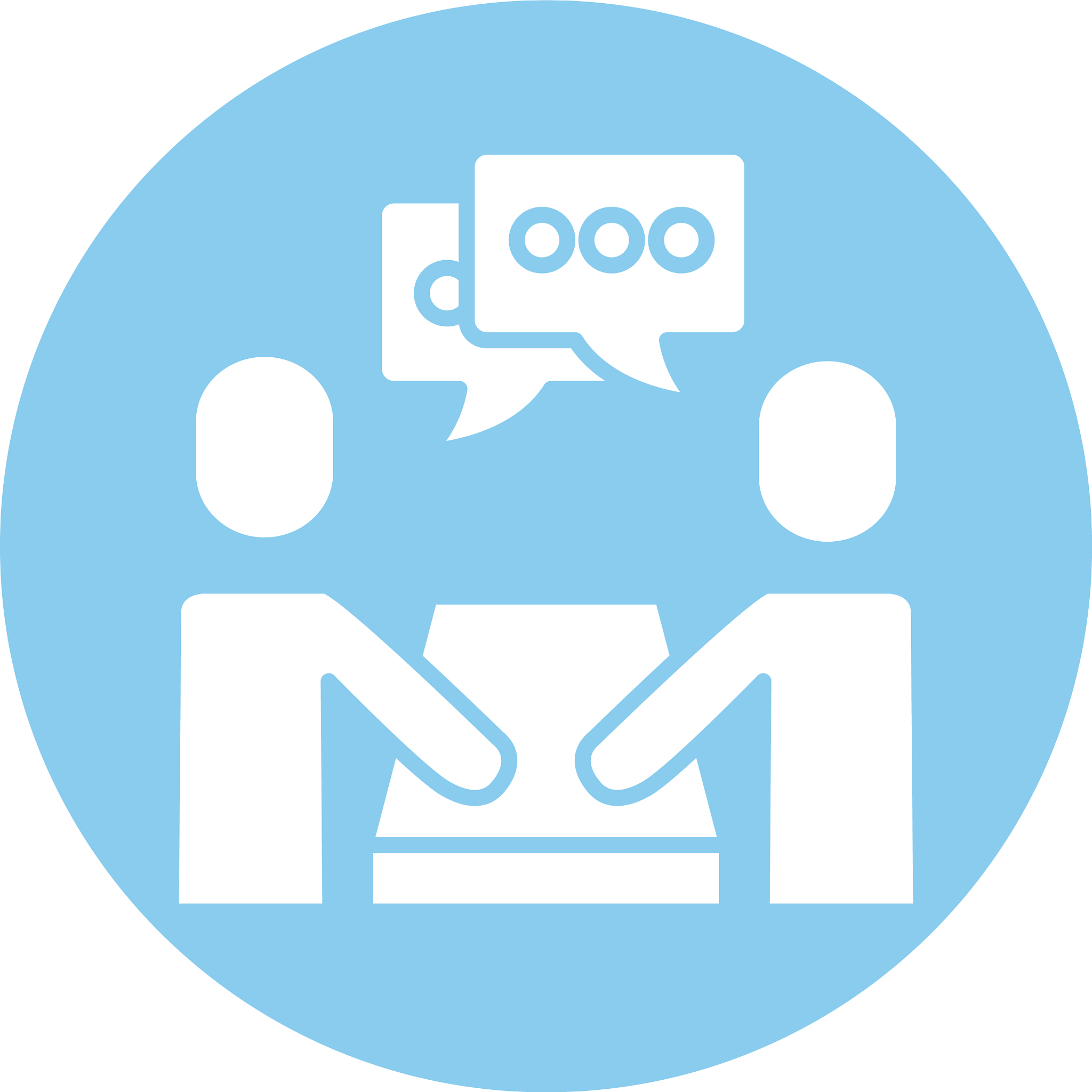 men avatars silhouettes with speech bubbles block