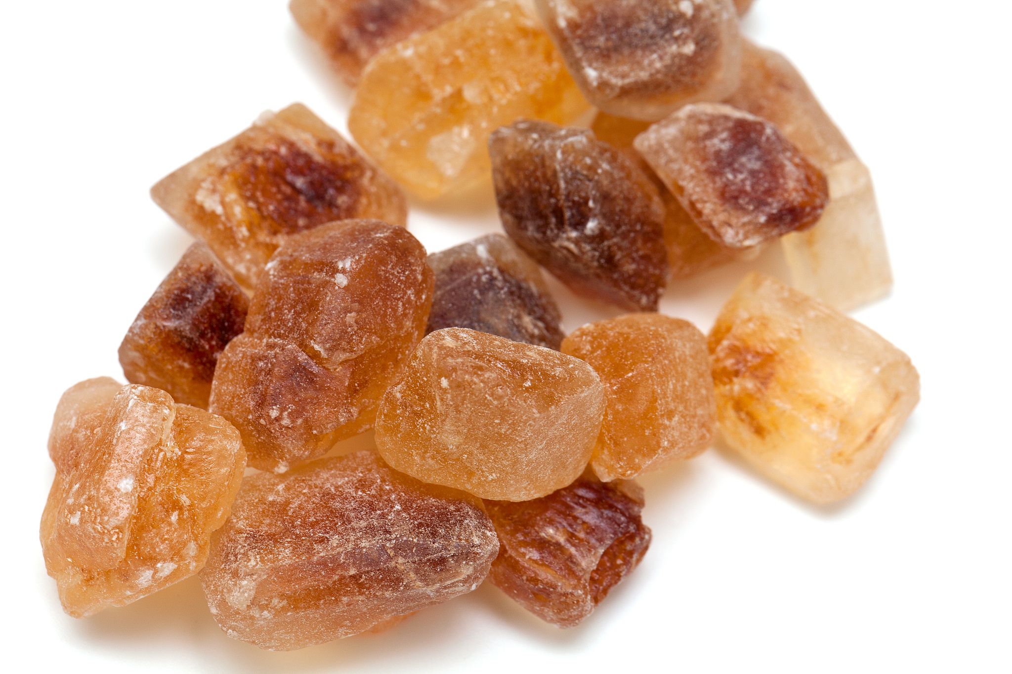 brown caramelized sugar on white background
