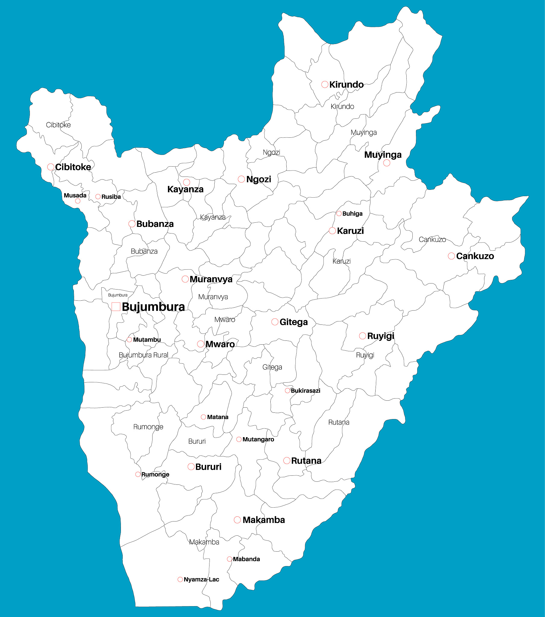 detailed map of burundi