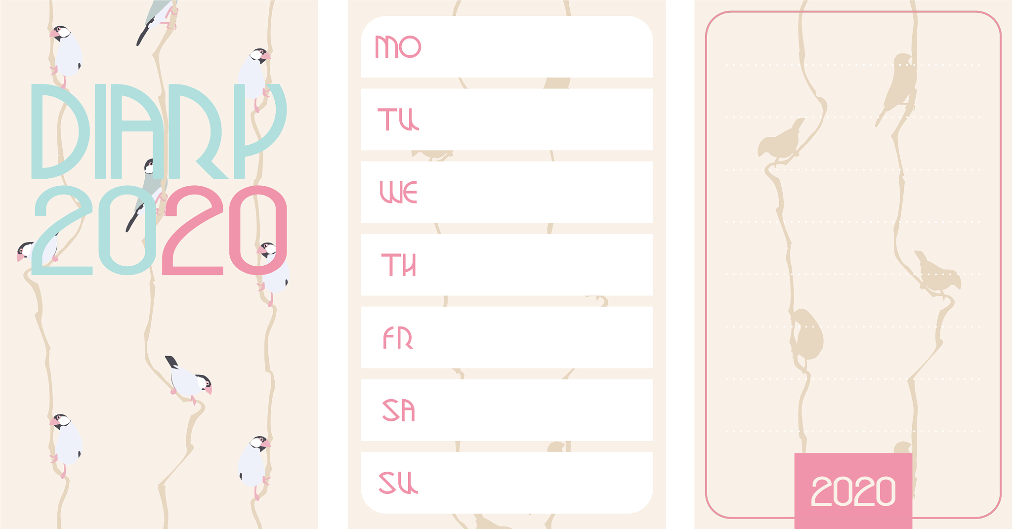 simple diary 2020 front page week planner and