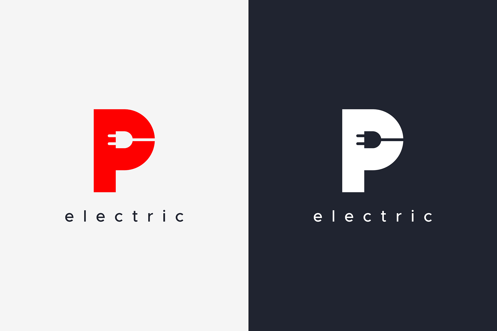 simple letter p electricity logo concept design