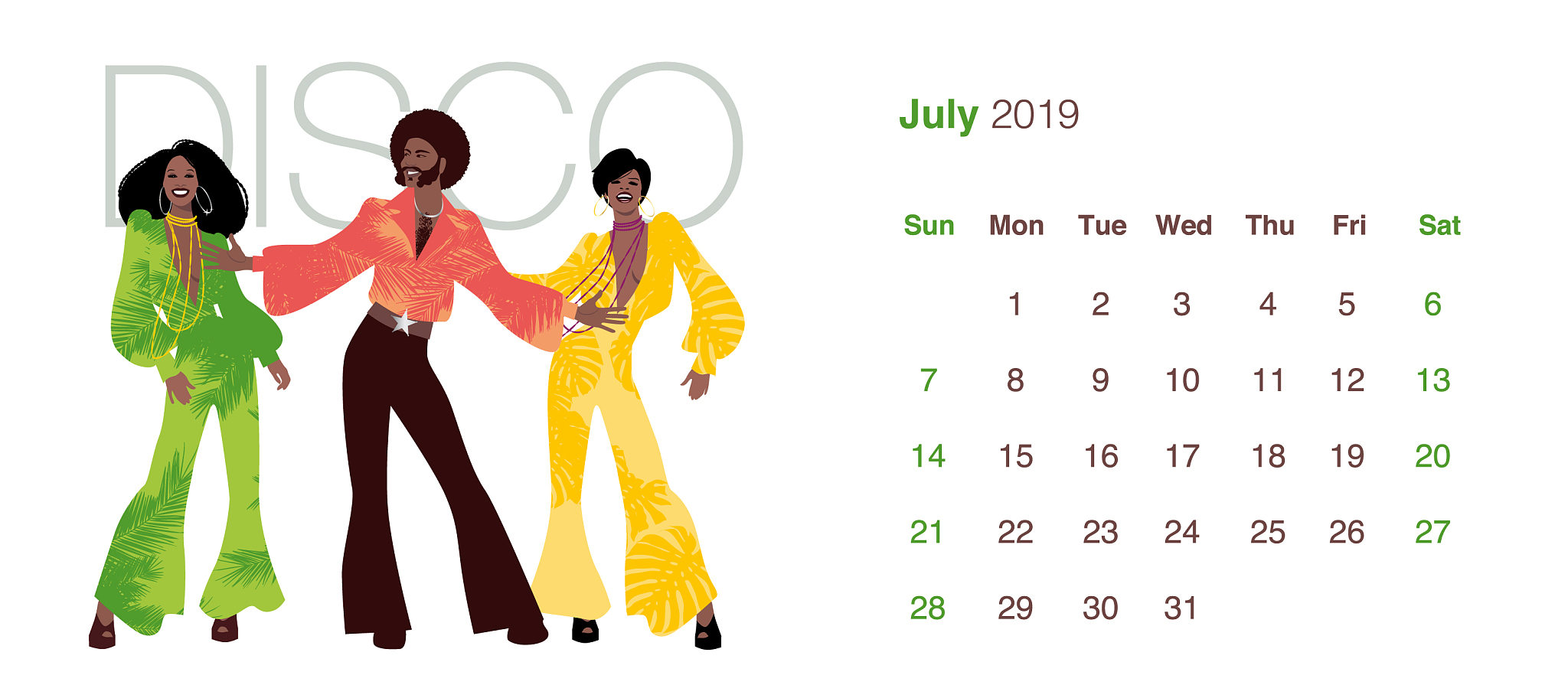 2019 dance calendar july man and two women