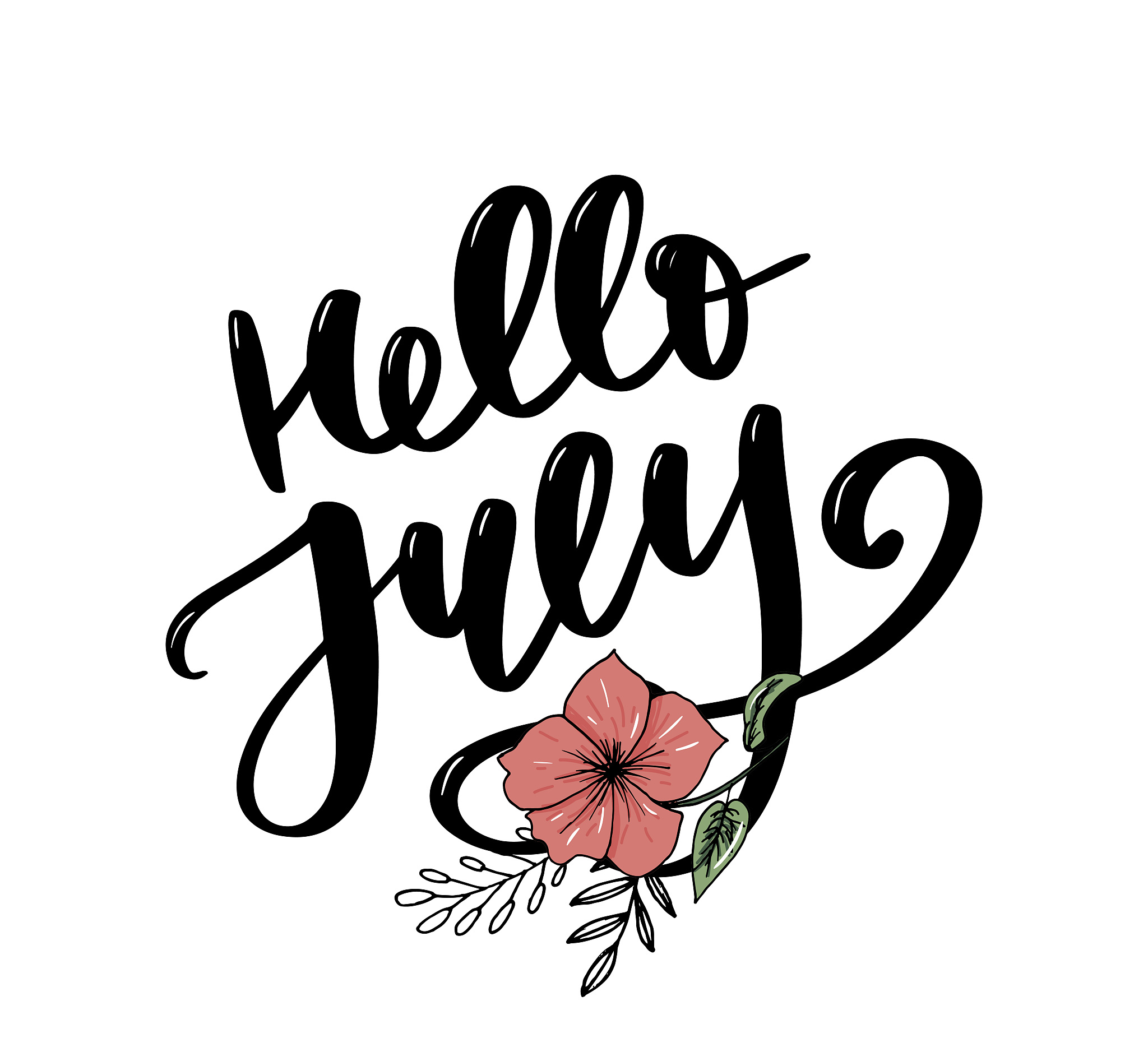 hello july lettering print. summer minimalistic illustration. is