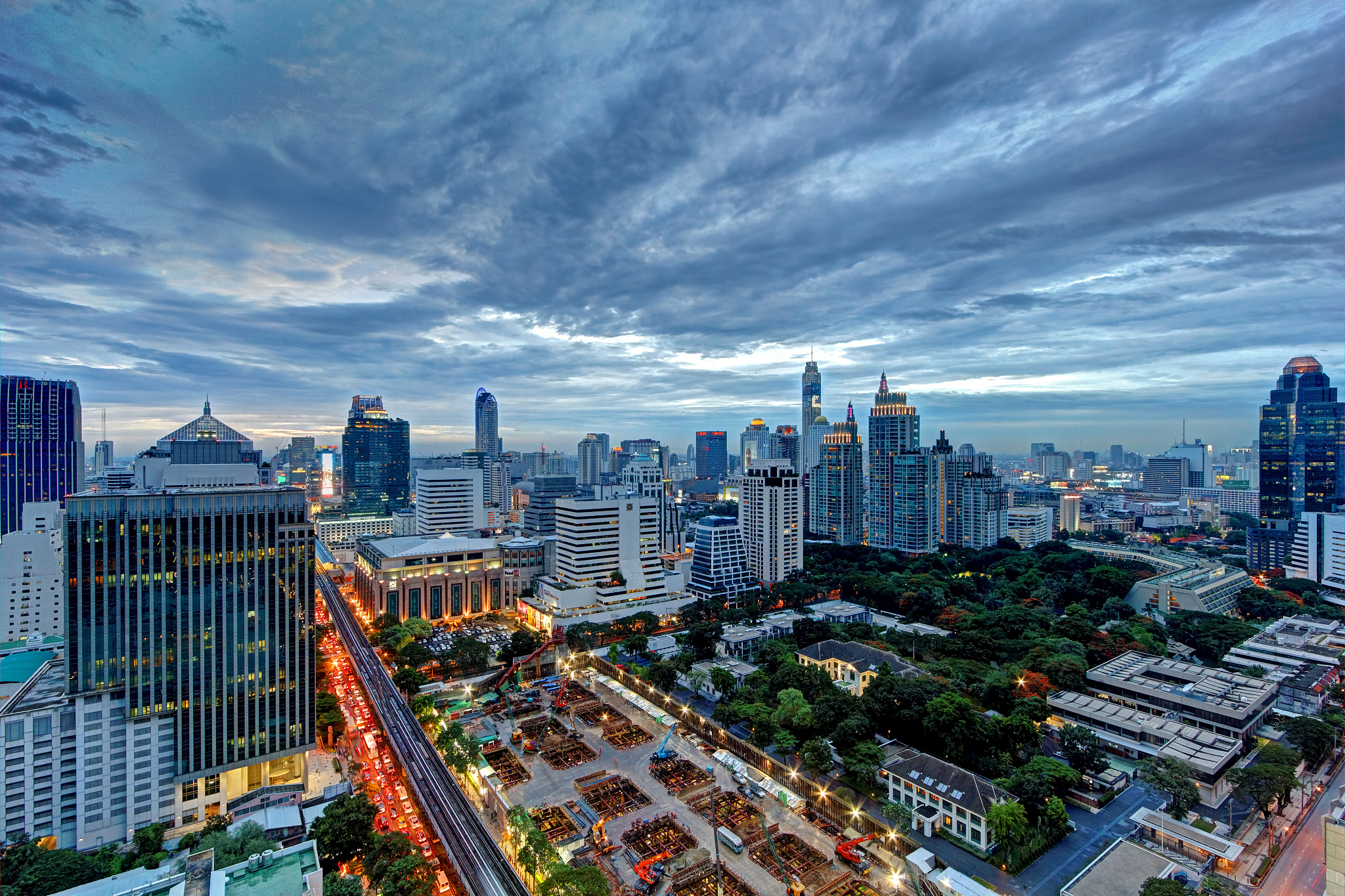 overcast sky over city of bangkok