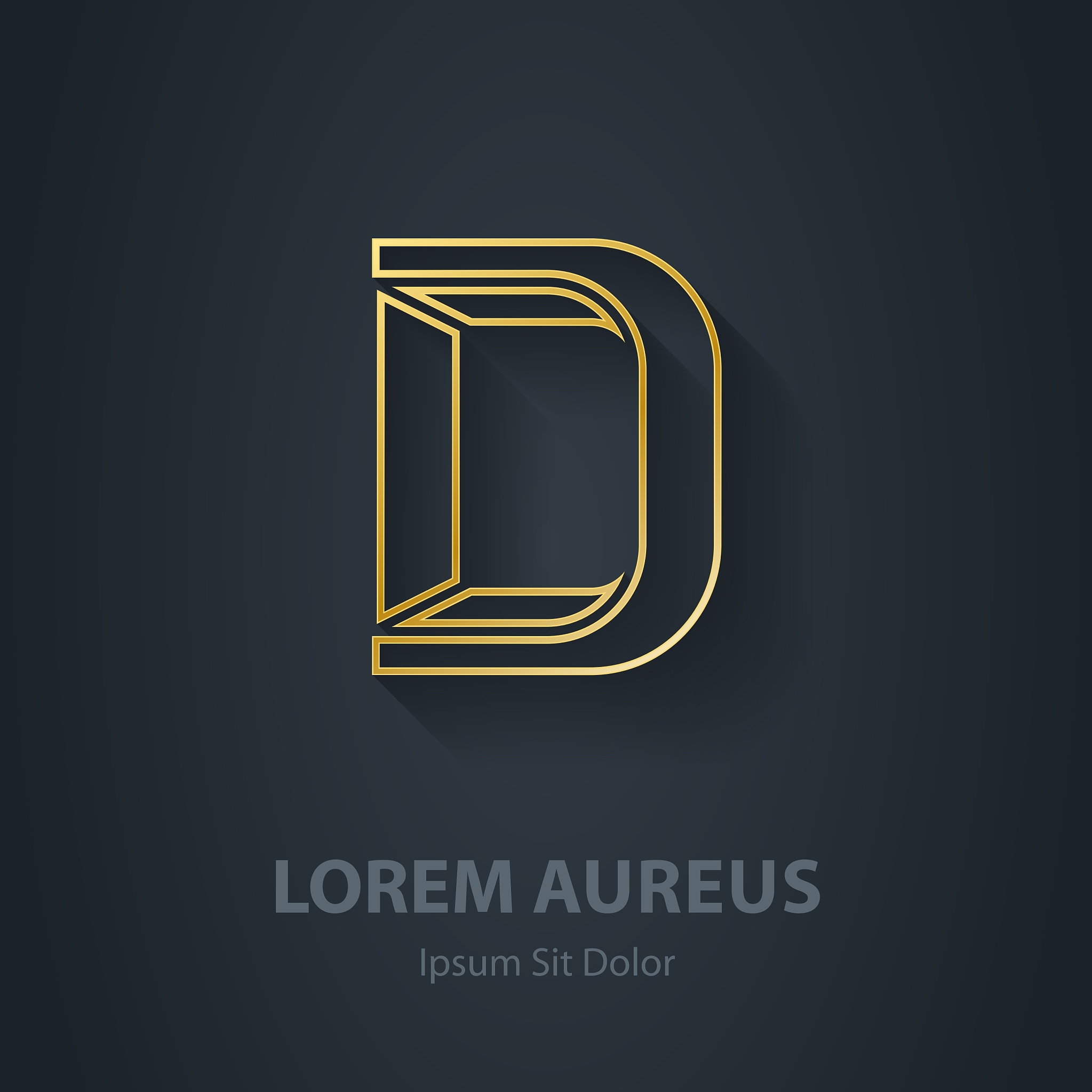 outline letter d elegant gold font template for