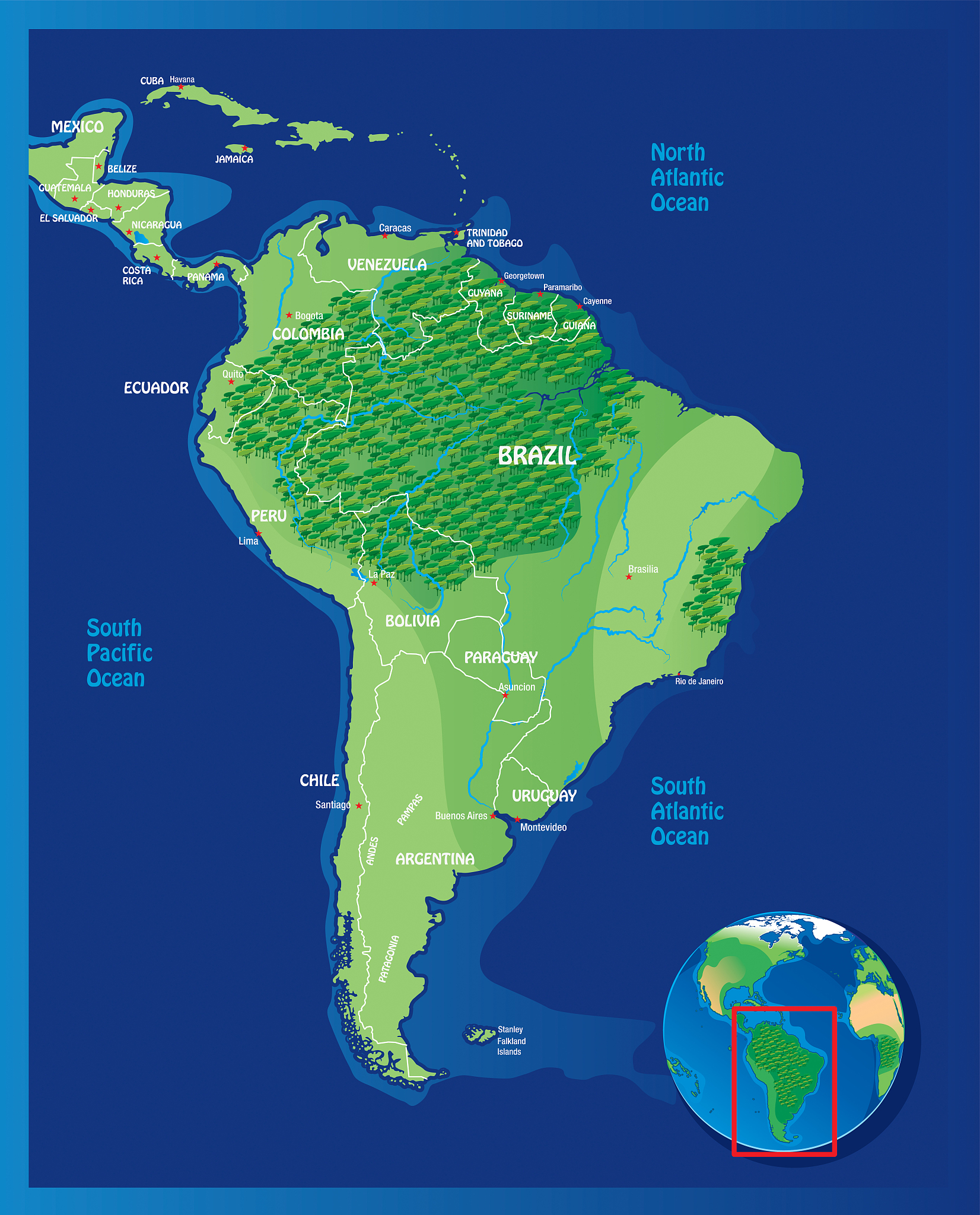 south america map