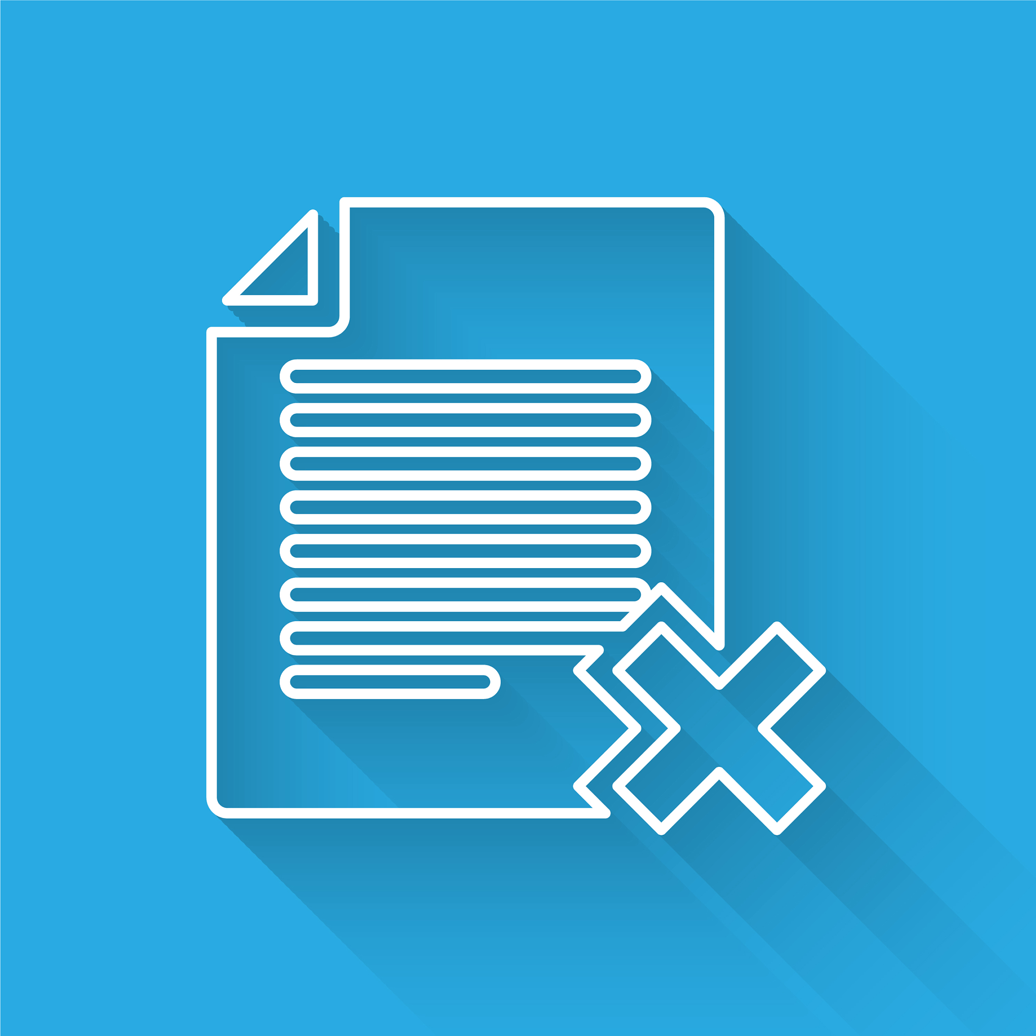 white delete file document icon isolated with
