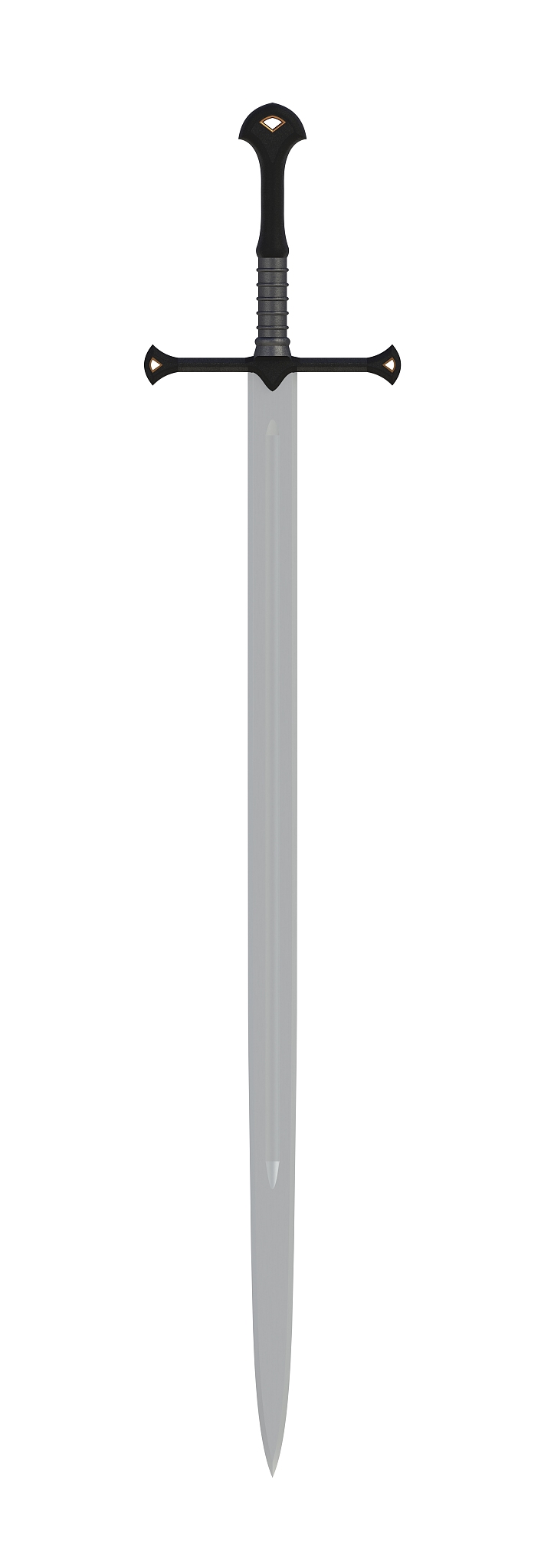 sword displayed by vertical, isolated on white background, 3d re