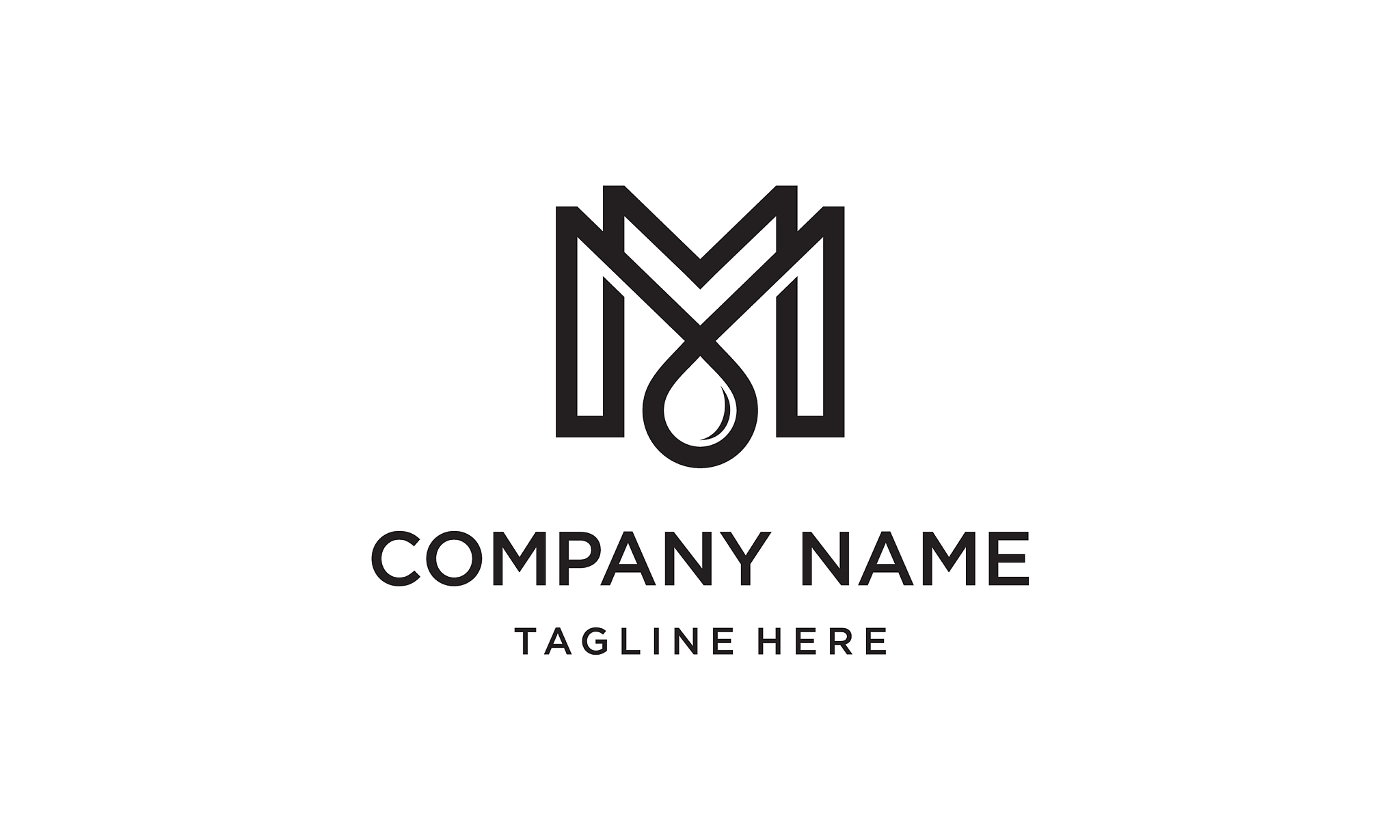 letter m with oil drop logo design concept