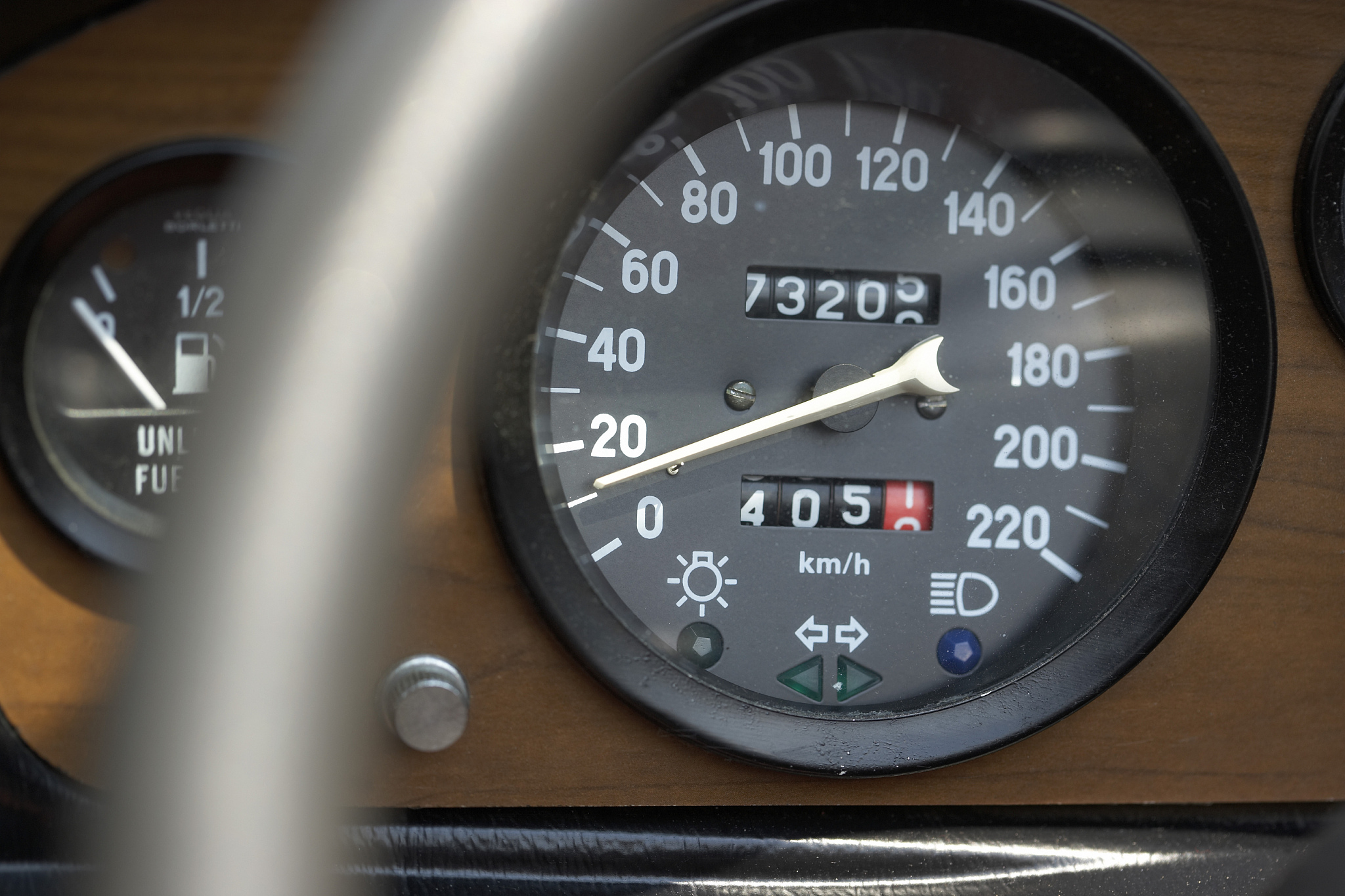 close-up of speedometer