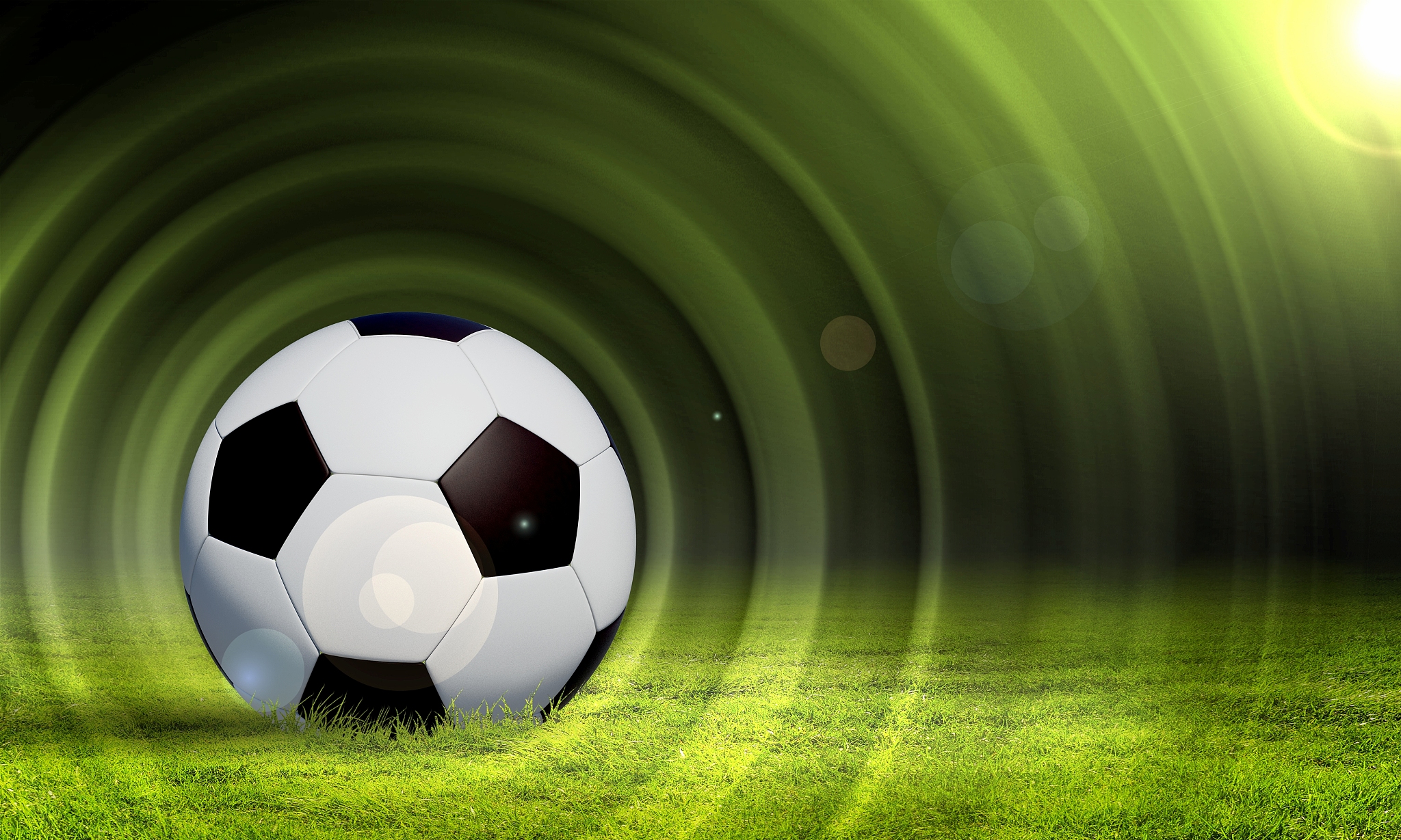 black and white football or soccer ball, colour illustration
