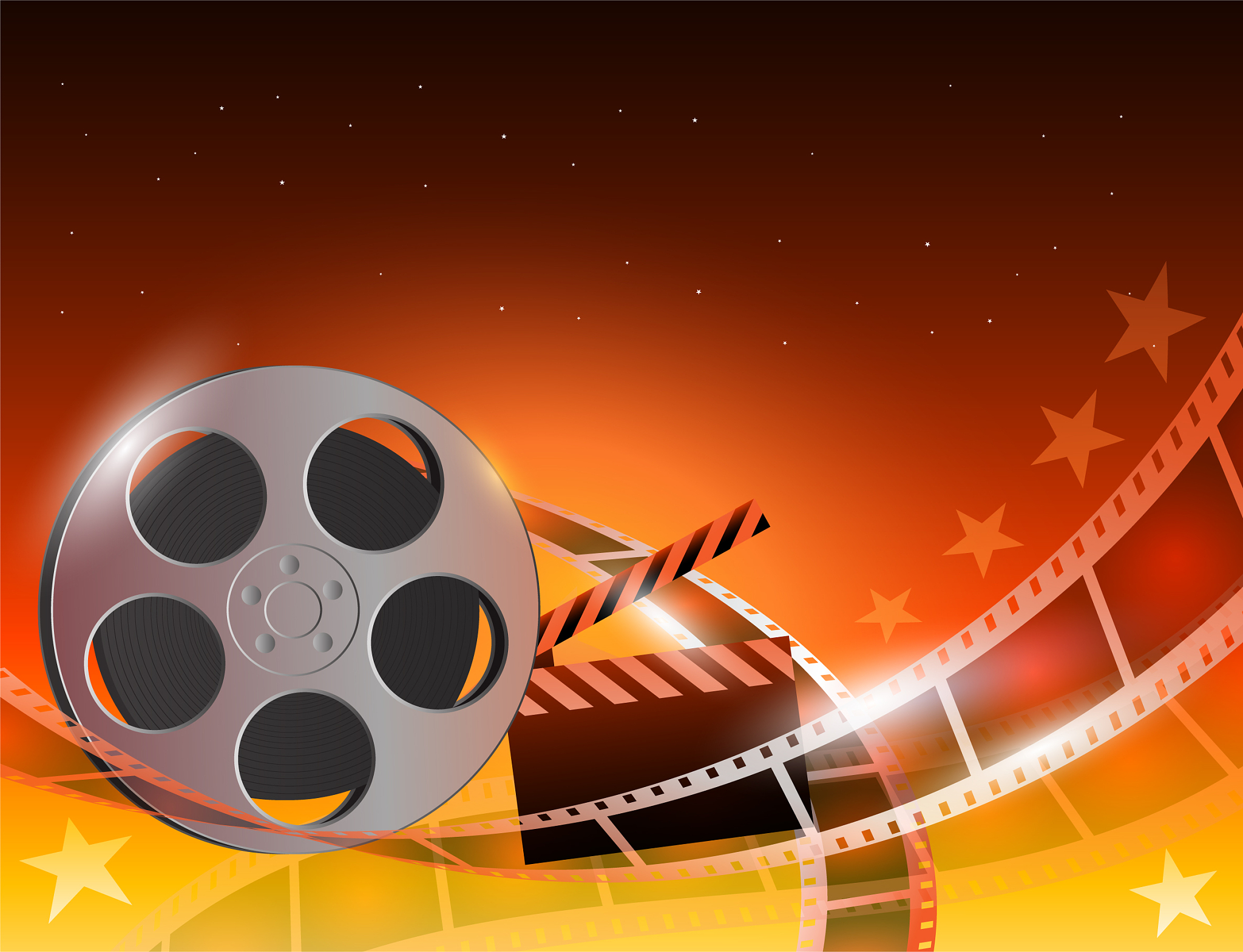 a film stripe reel on shiny red