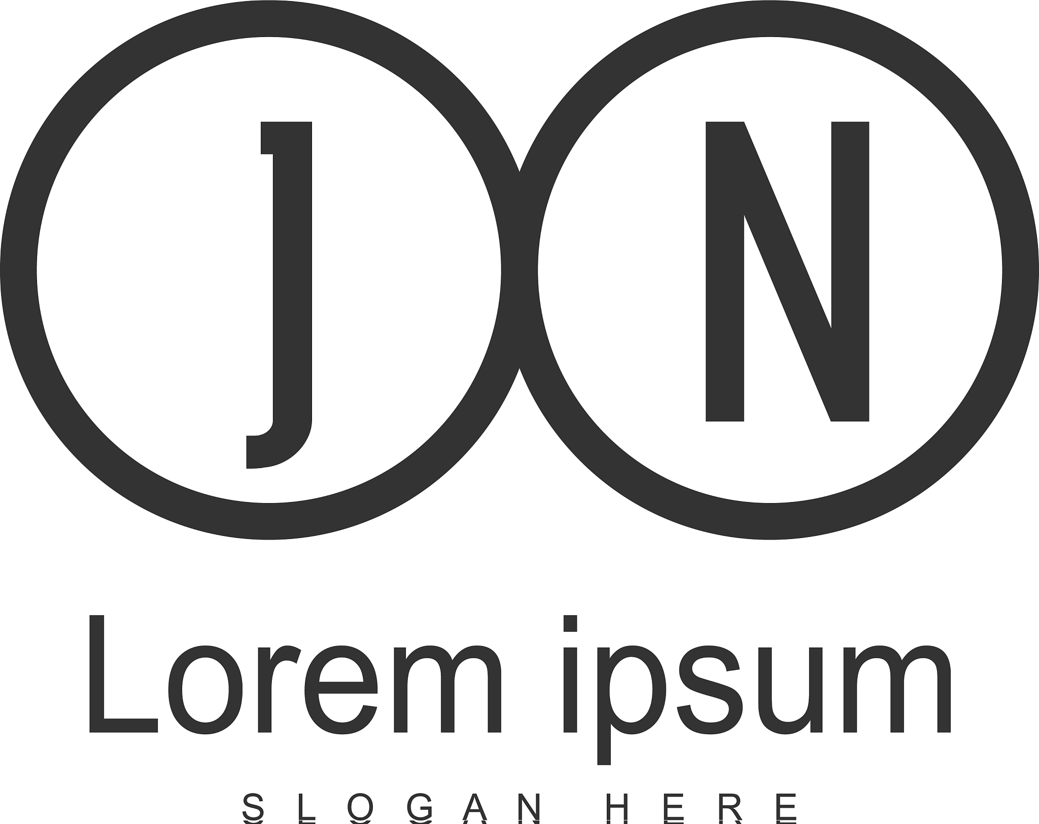 initial jn logo template with modern frame