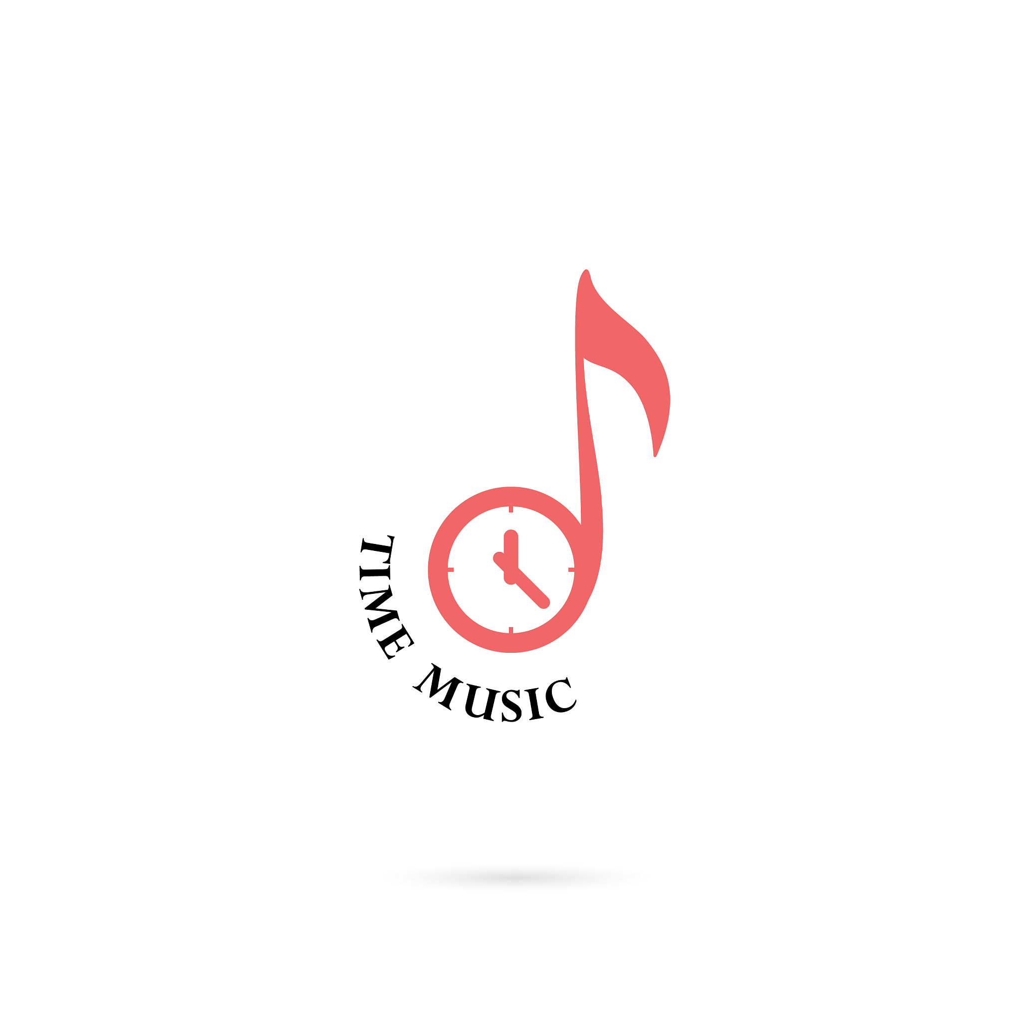 musical note sign and clock icon logo design