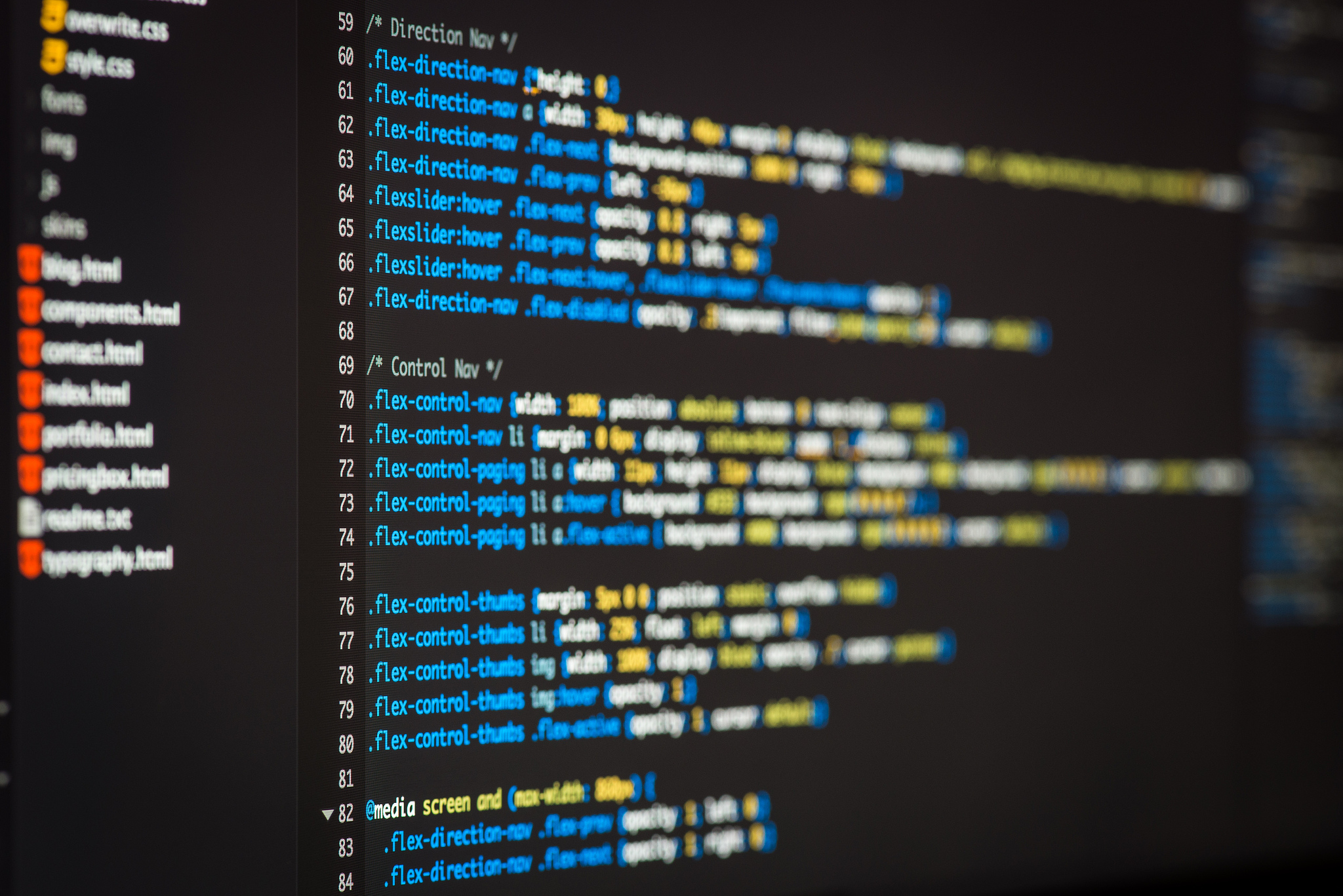 html and css code developing screenshot.