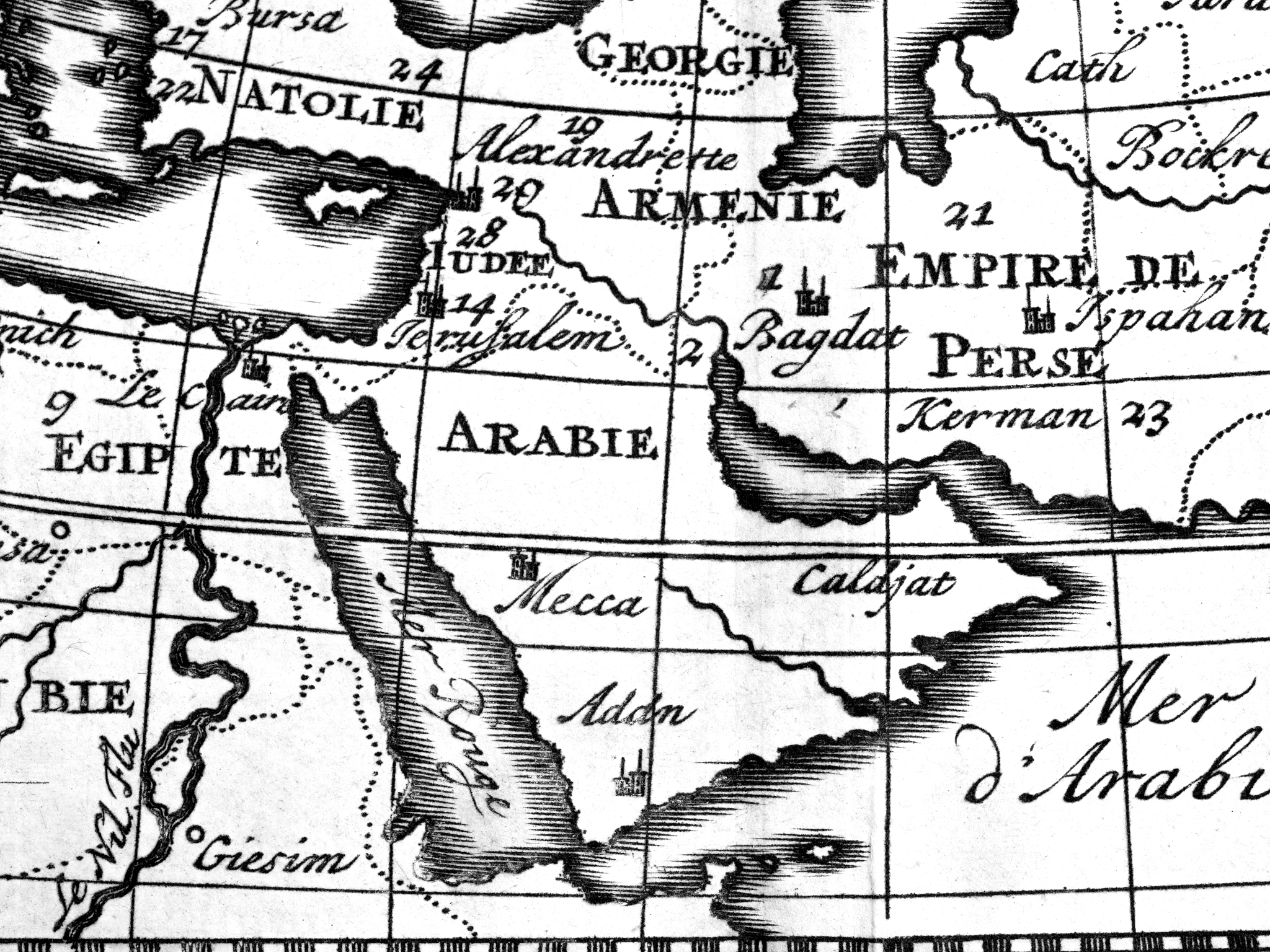 antique world map, arabian peninsula