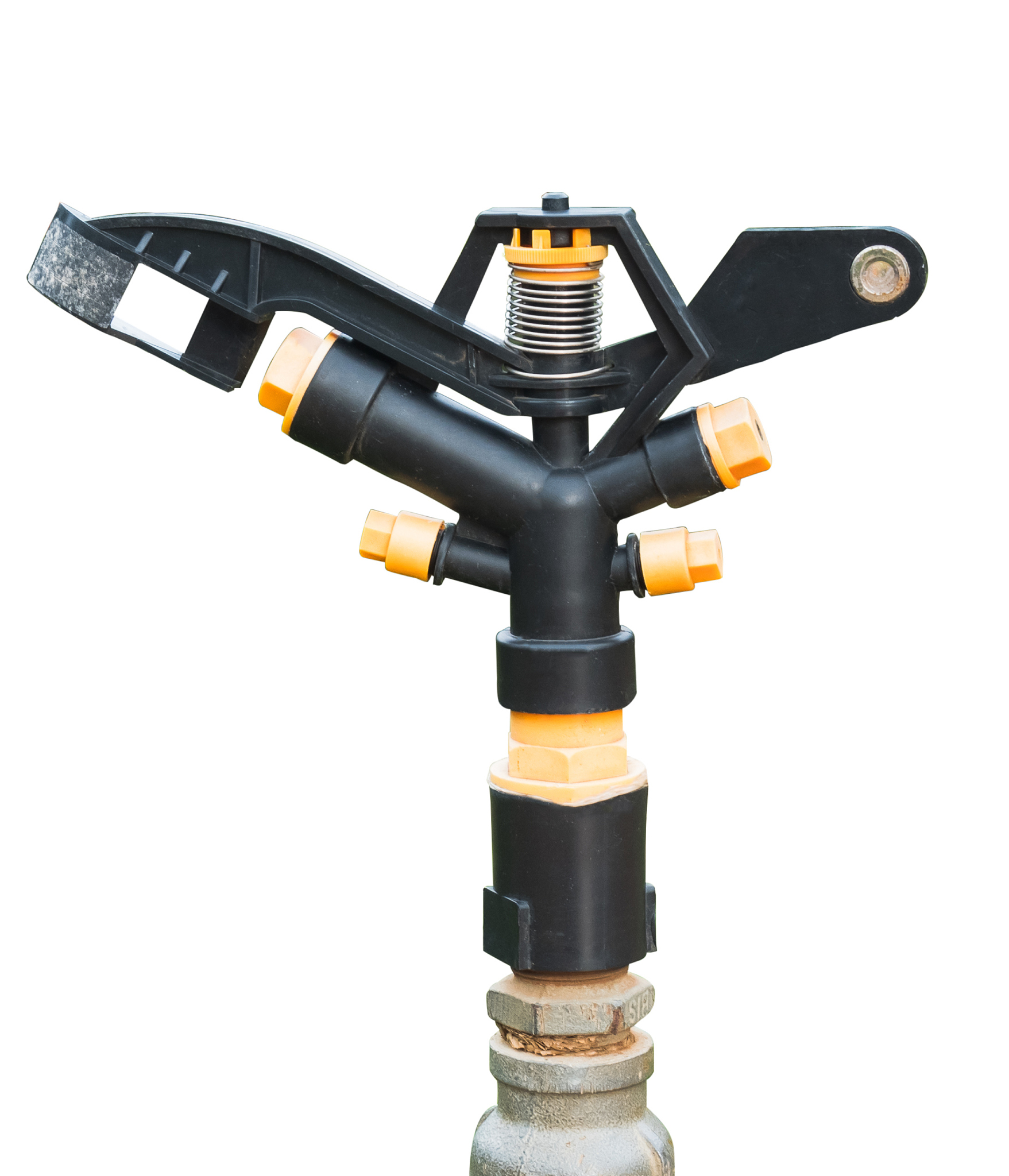 close-up of sprinkler against white background