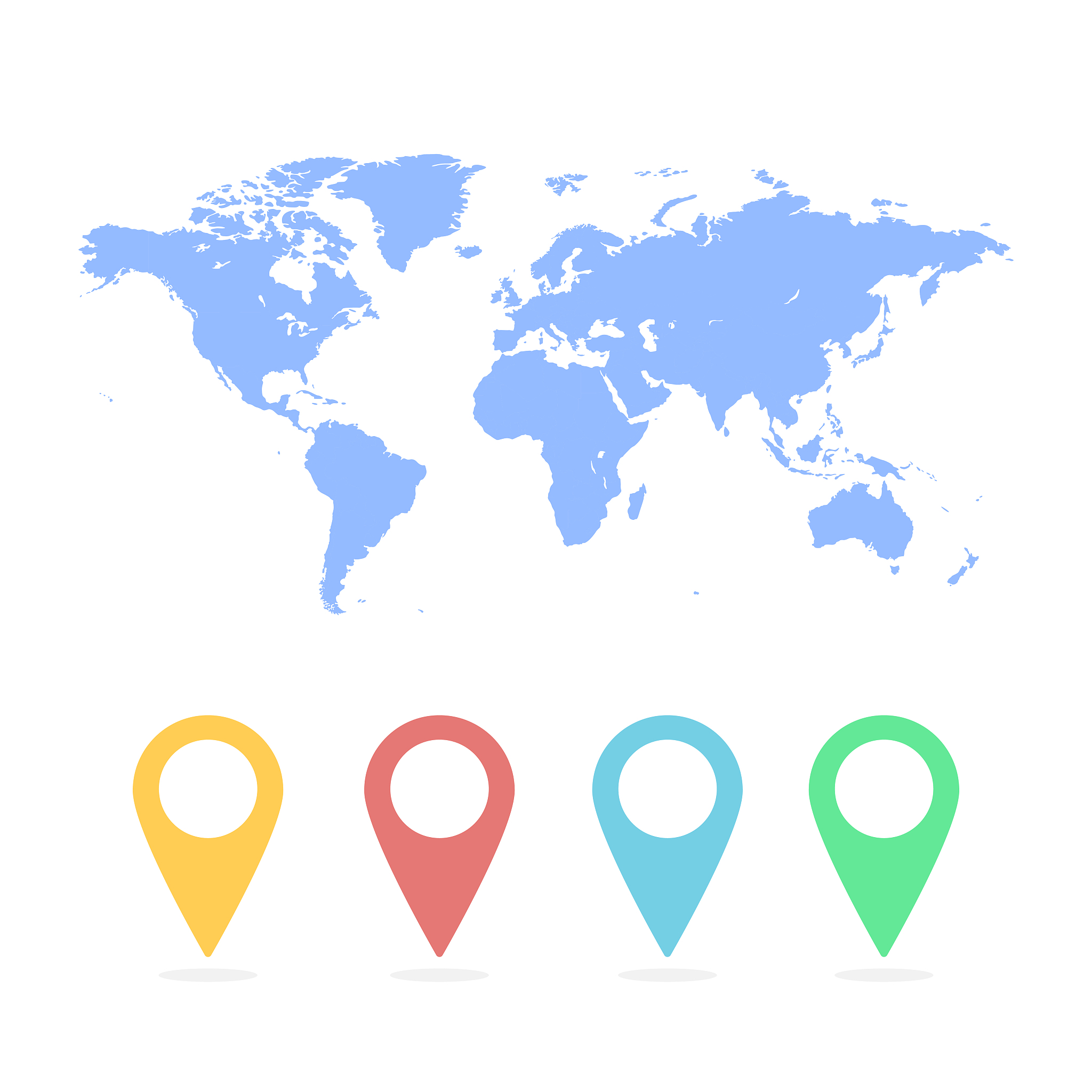 map pin sign location icon with gray shadow in flat simple style
