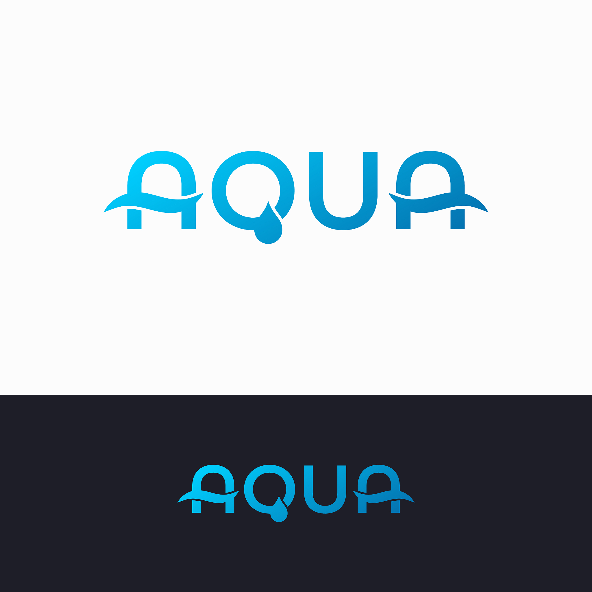 aqua water logo on white and black background