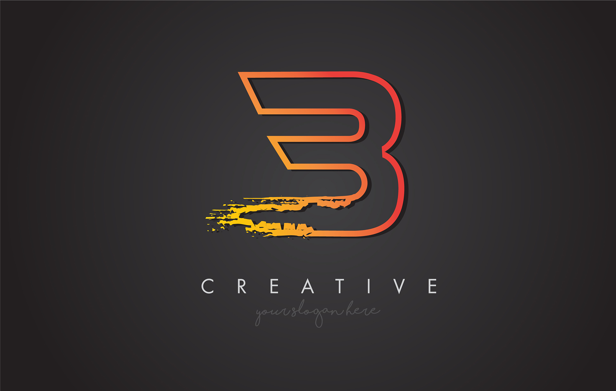 b letter design with golden outline and grunge