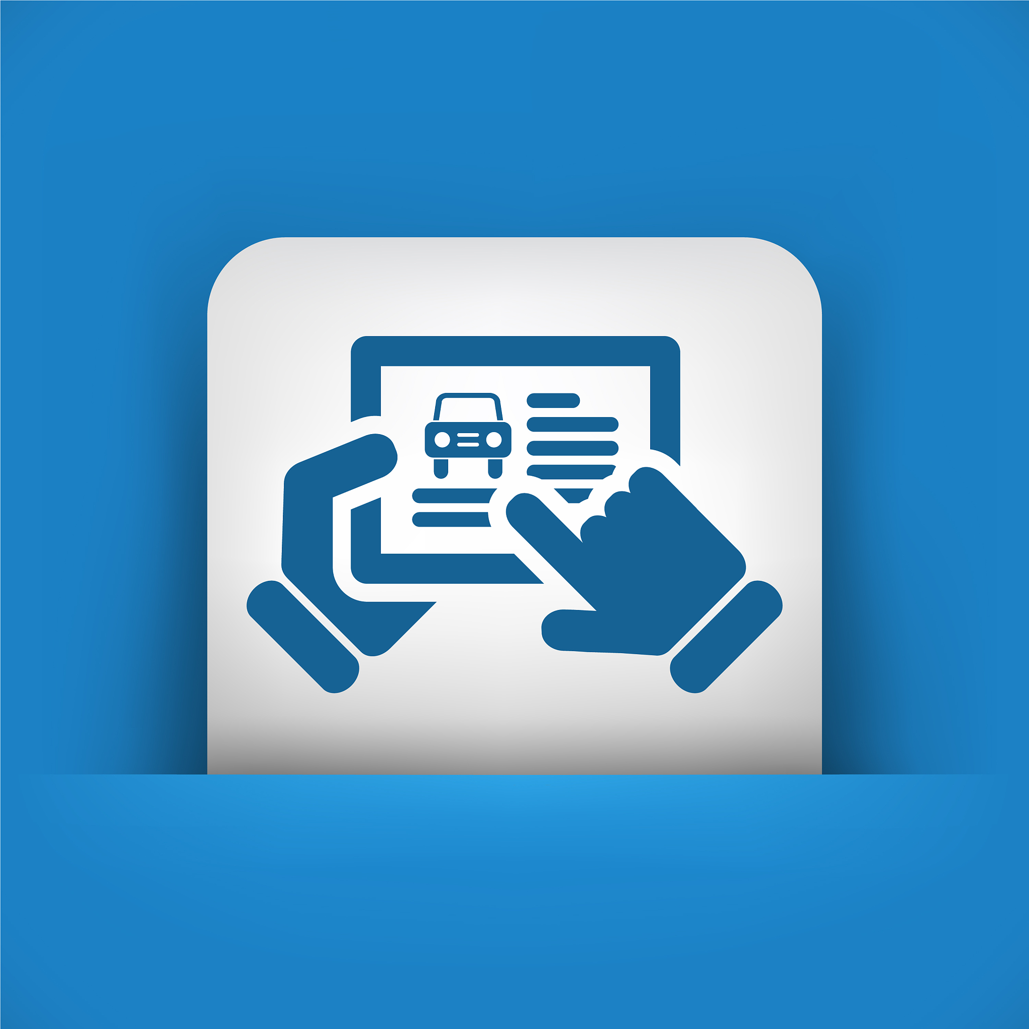 car website icon on tablet