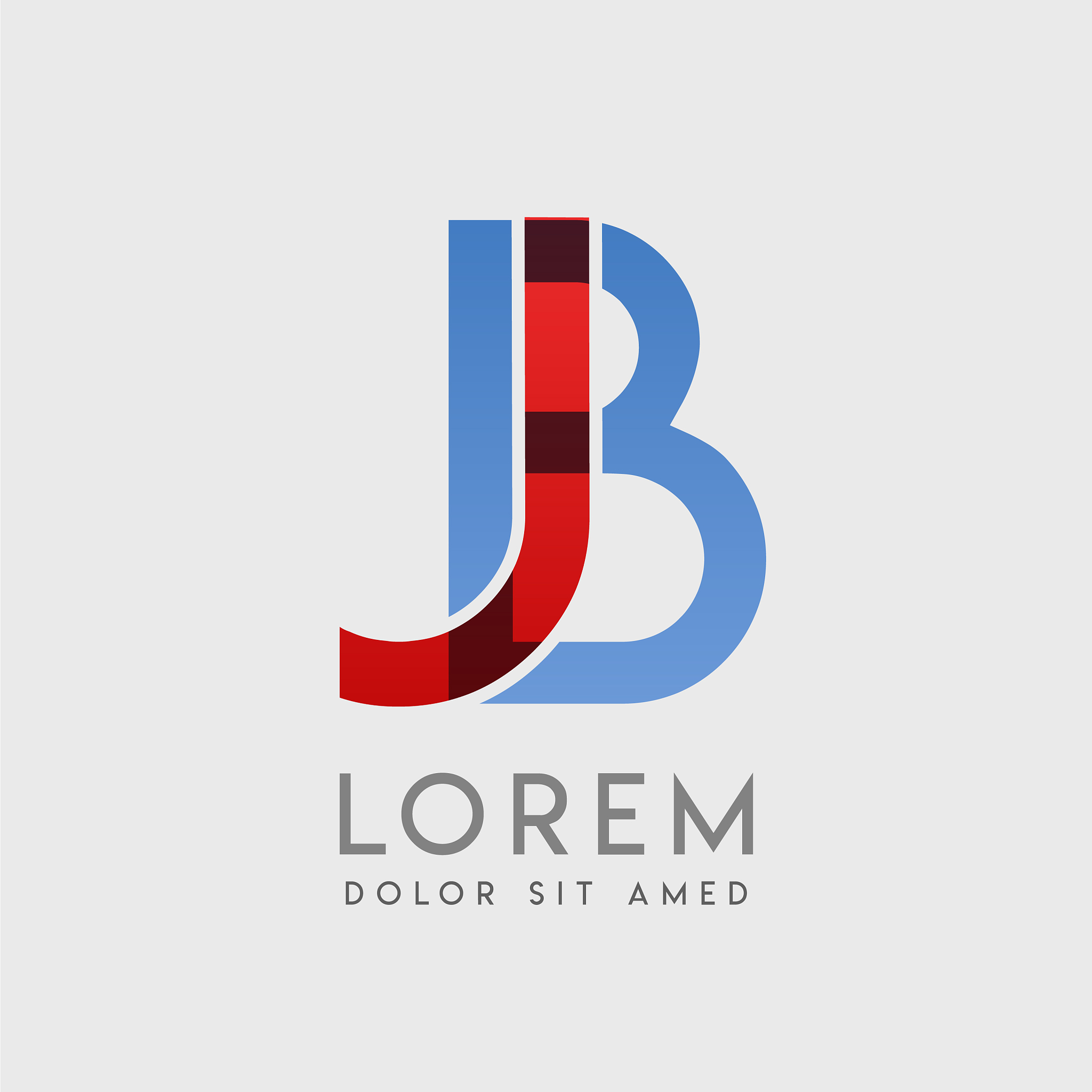 jb logo letters with blue and red gradation