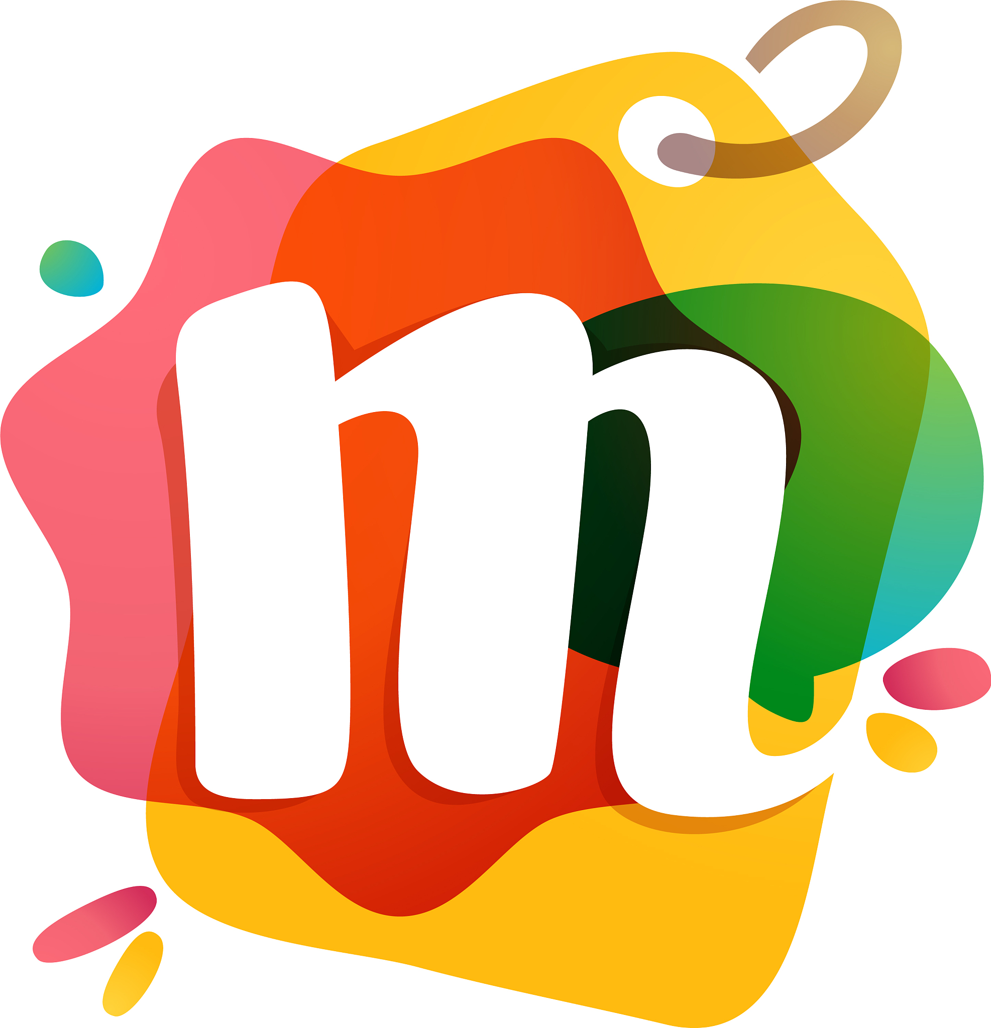 m letter logo with sale tag icon watercolor