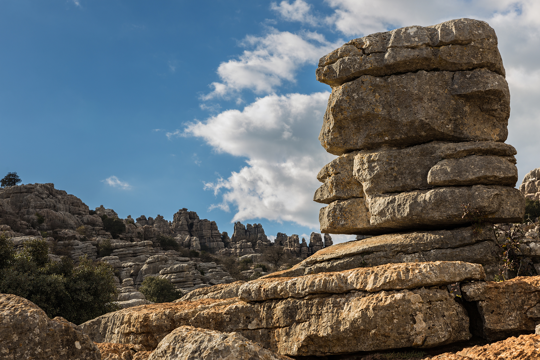 rock formations in el torcal nature reserve, andalucia, spain
