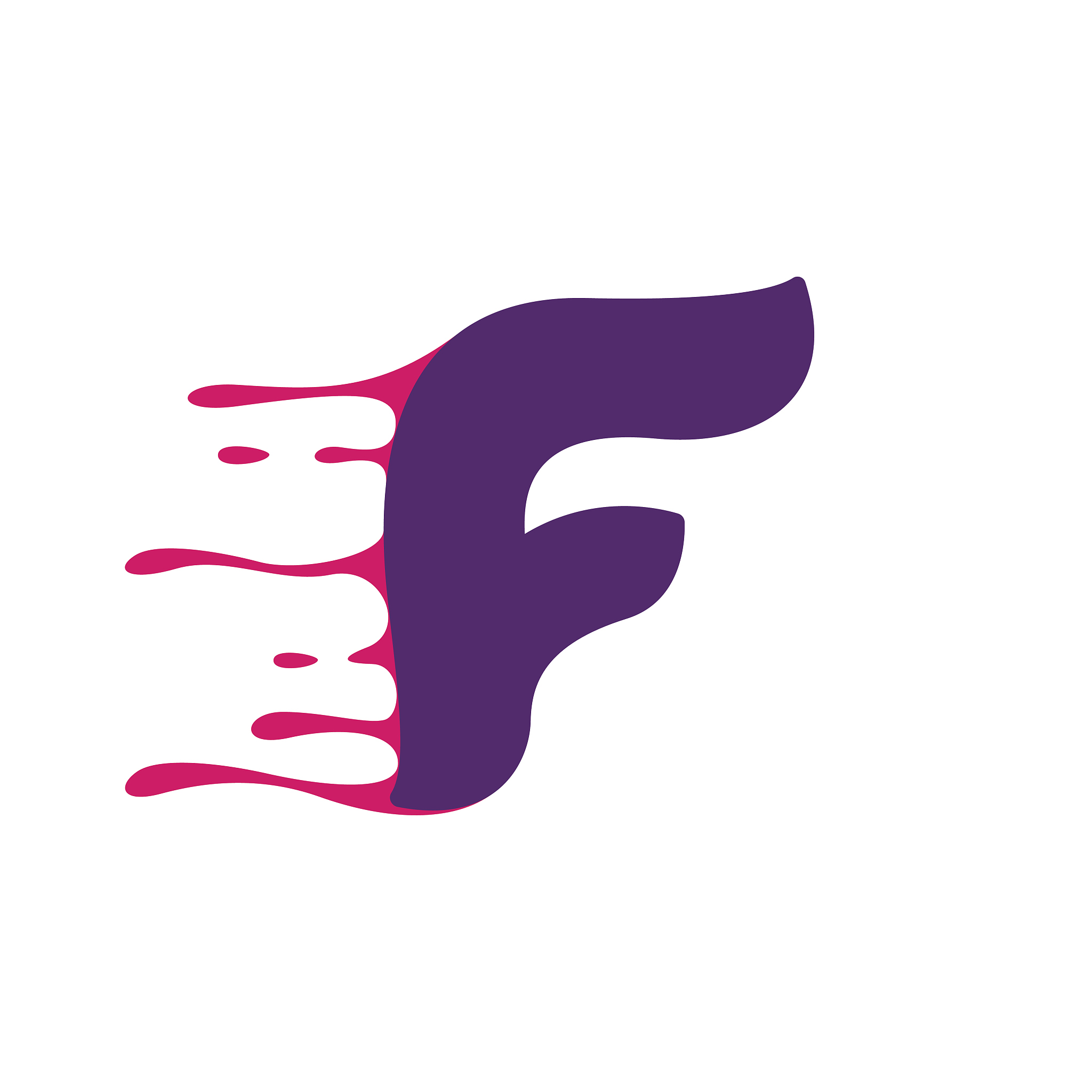 f letter icon with speed or blood lines.