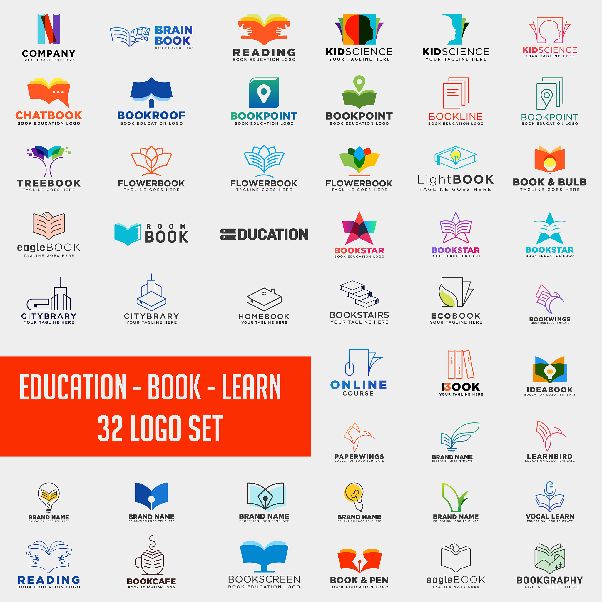 book education logo collection design
