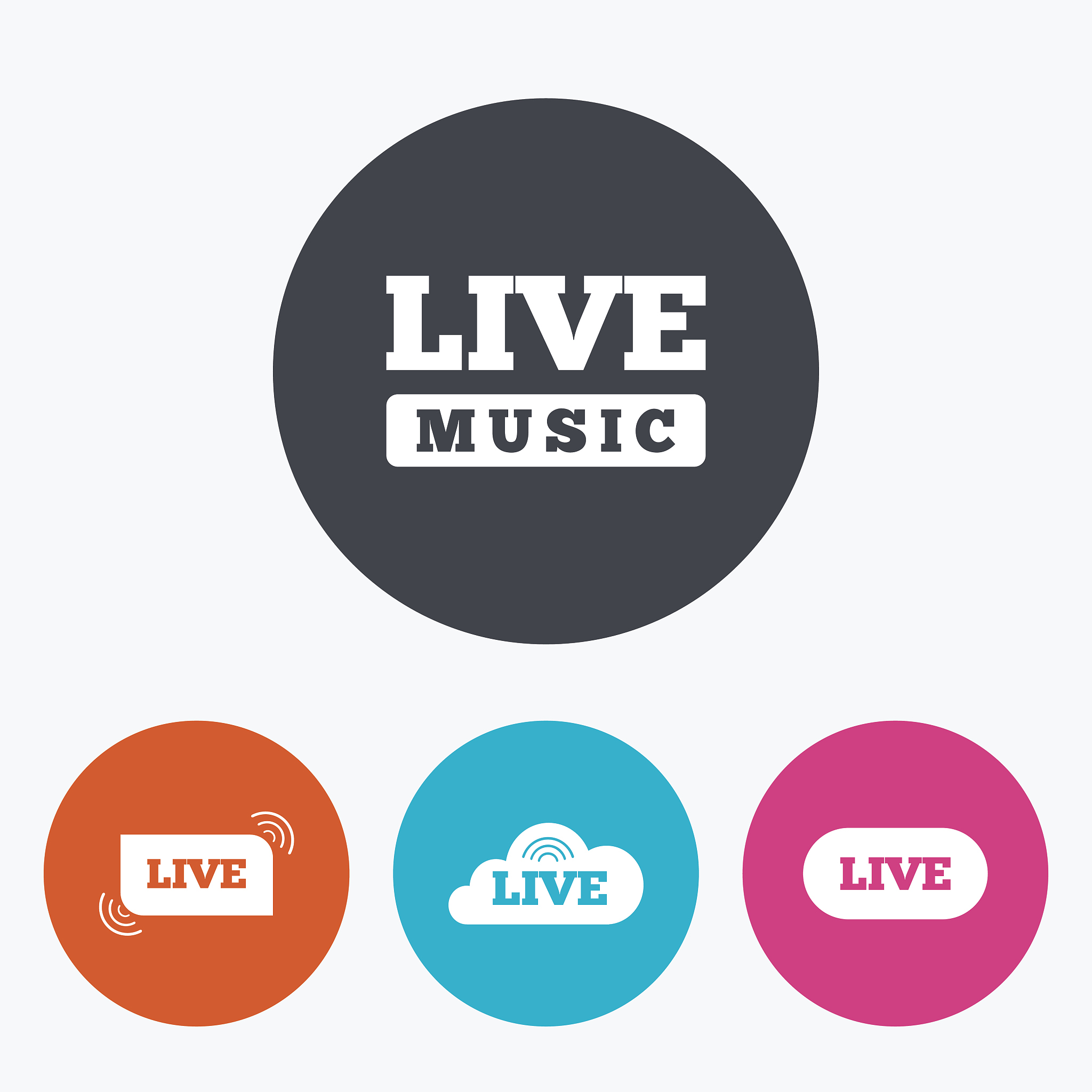 live music icons. karaoke or on air stream.