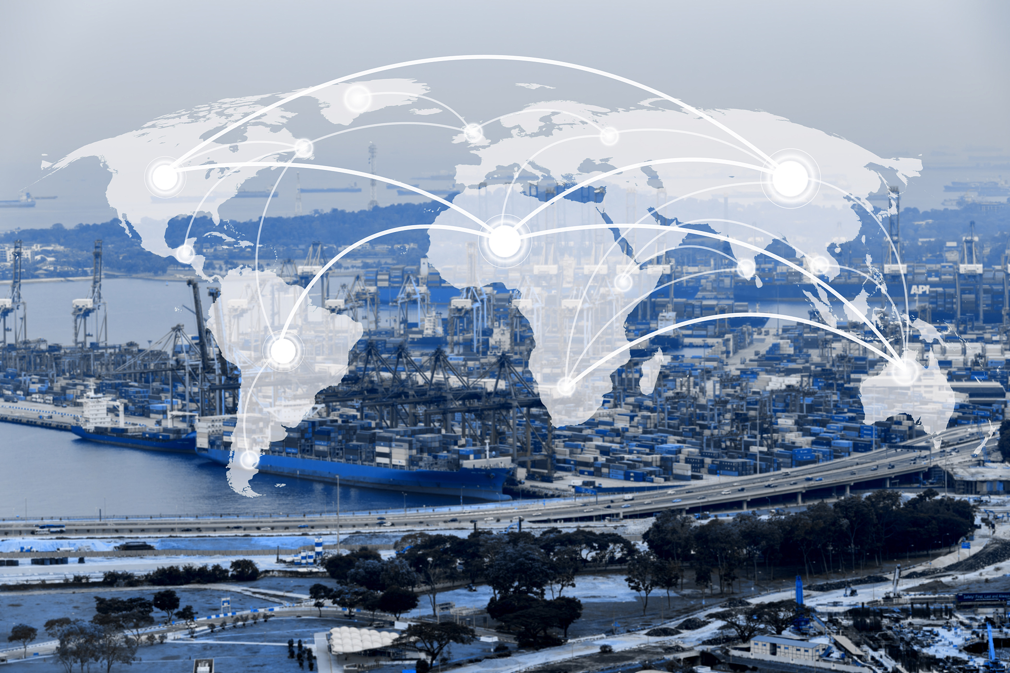 map global connection concept,industrial container cargo freight