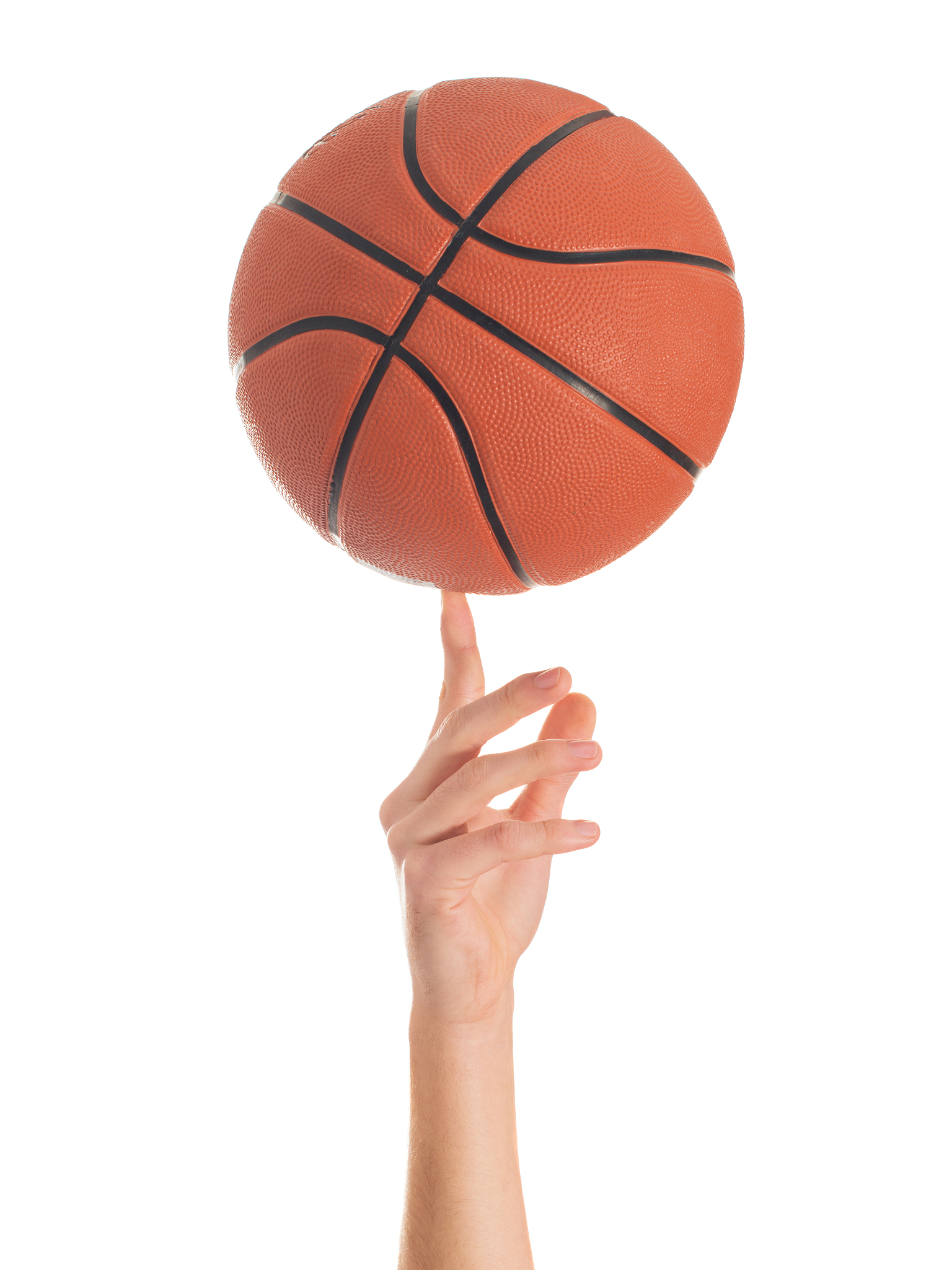 close-up of hand spinning basket ball