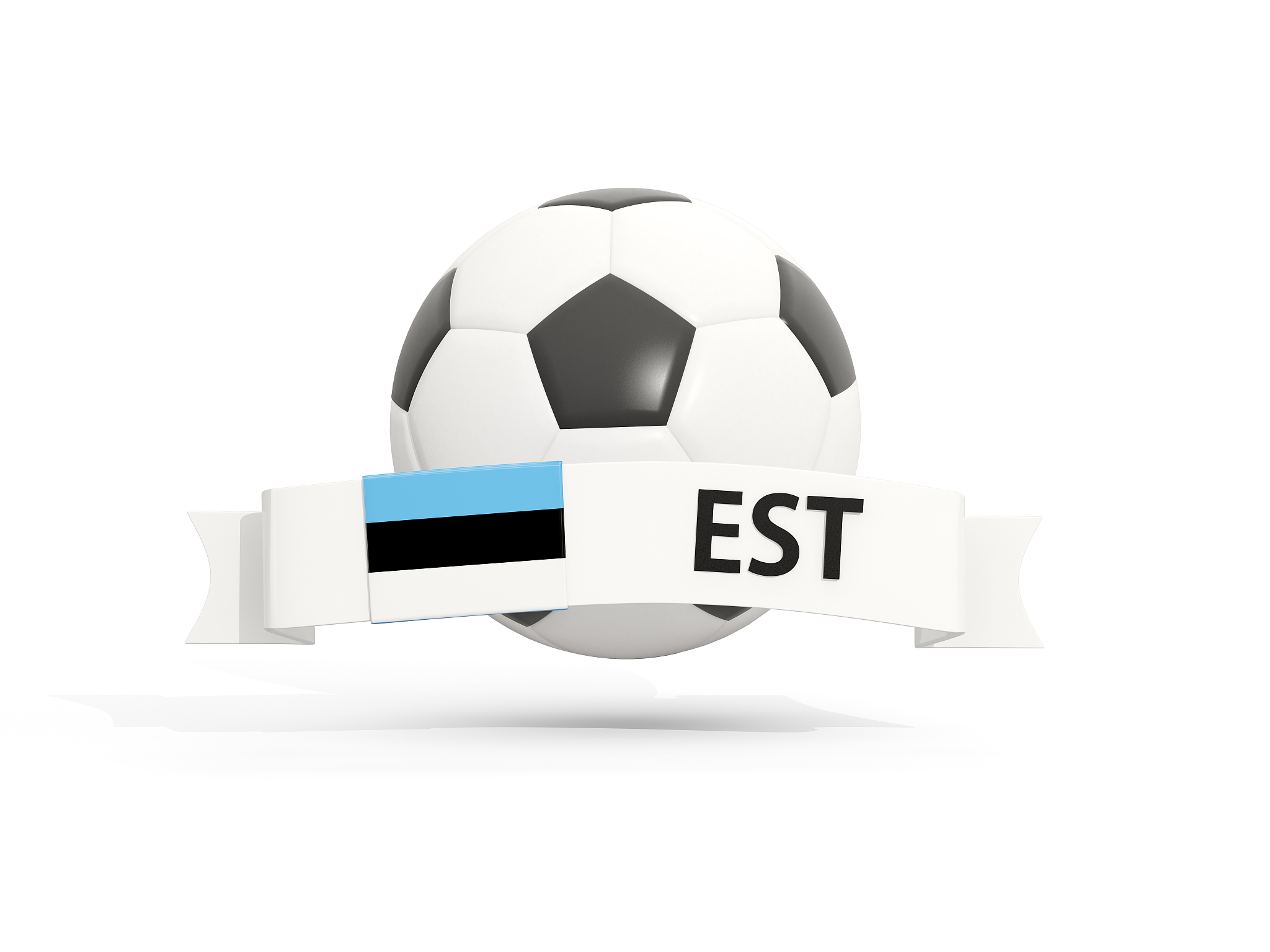 flag of estonia, football with banner and country code