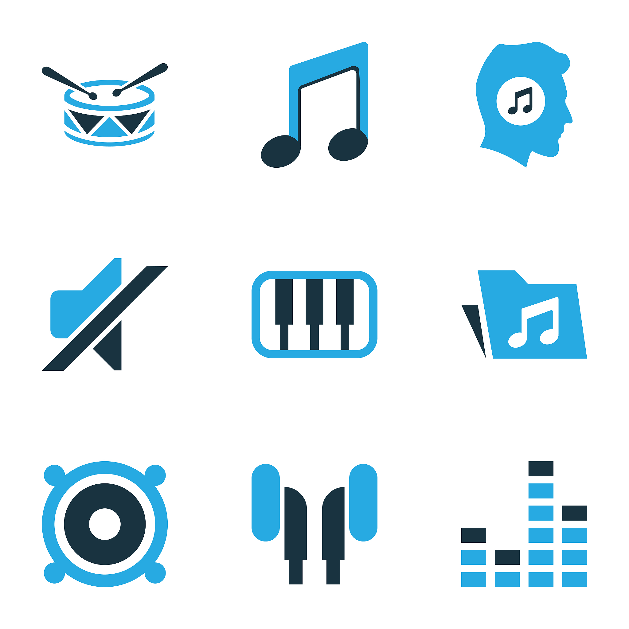 music colored icons set collection of speaker