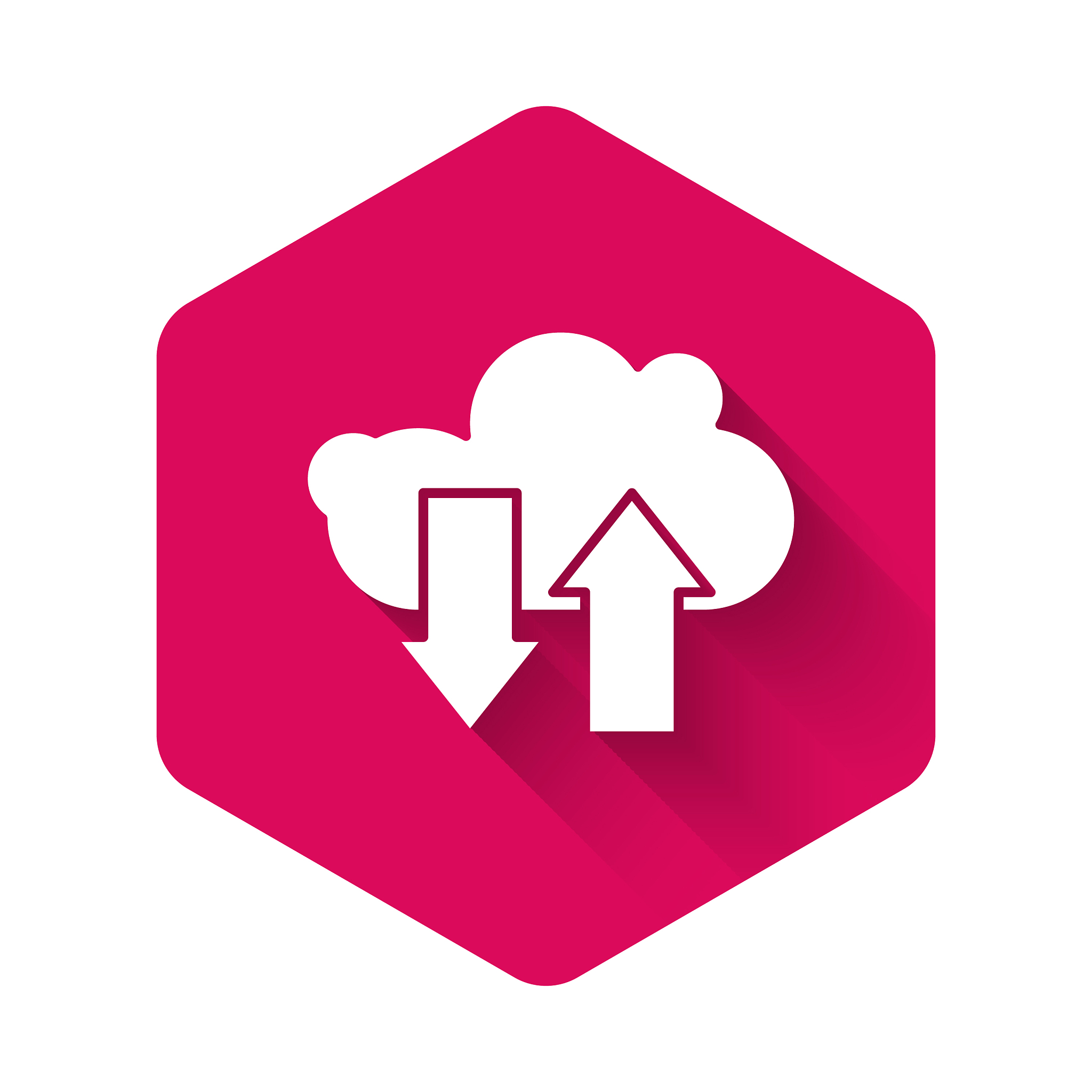 white cloud download and upload icon isolated with