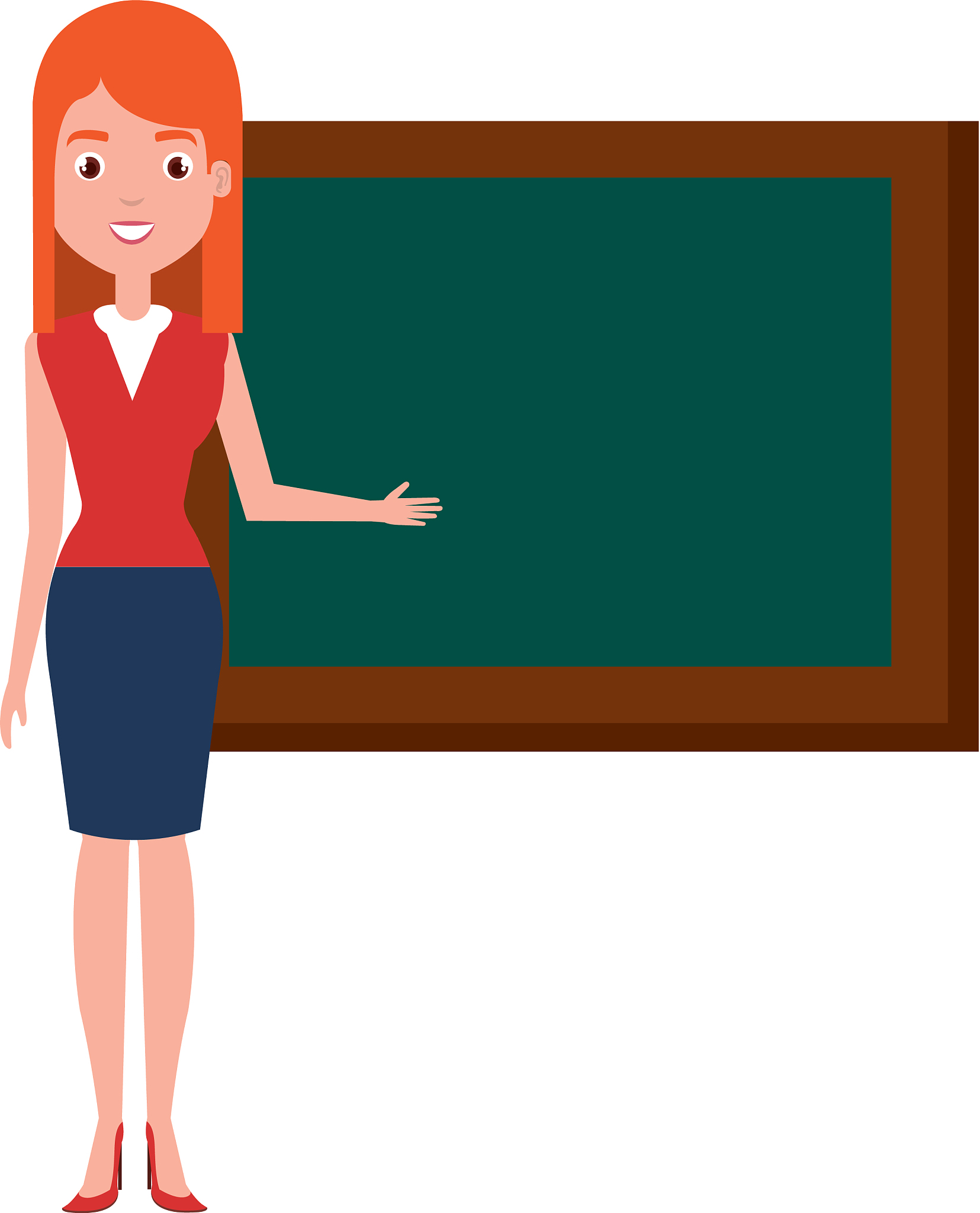 teacher with chalkboard character