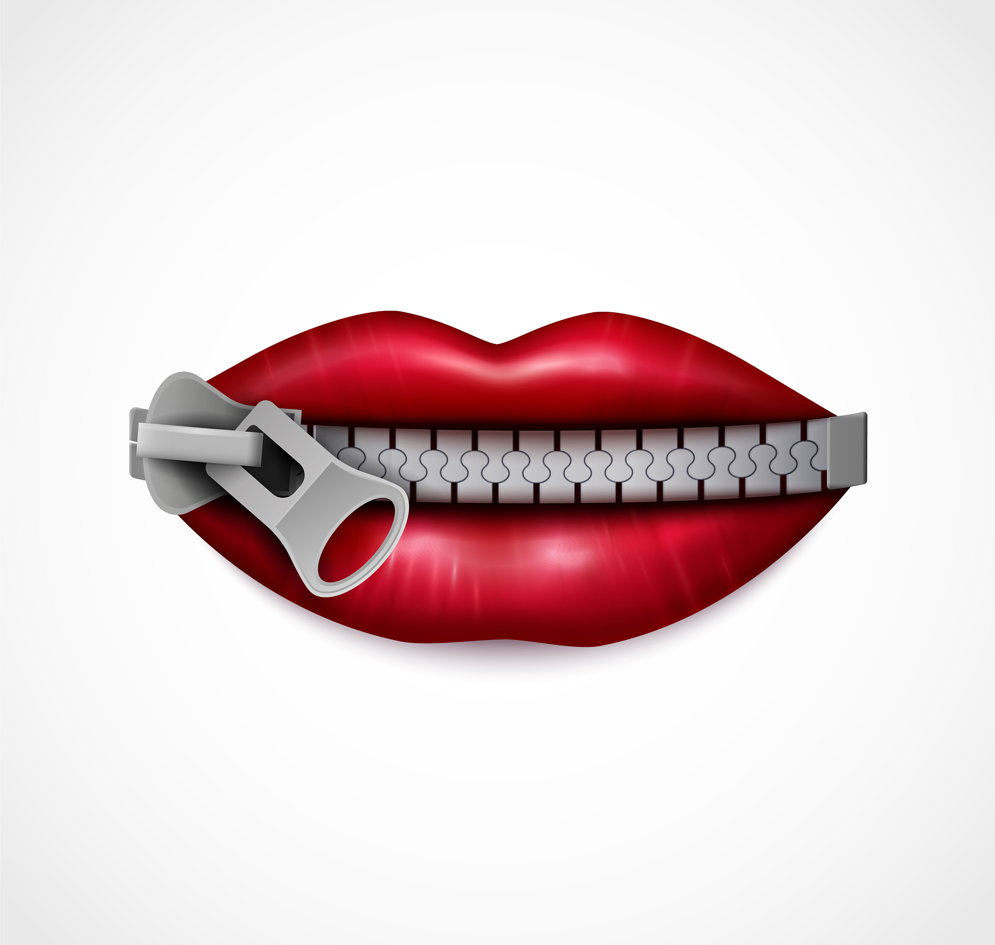 closed mouth zipper realistic