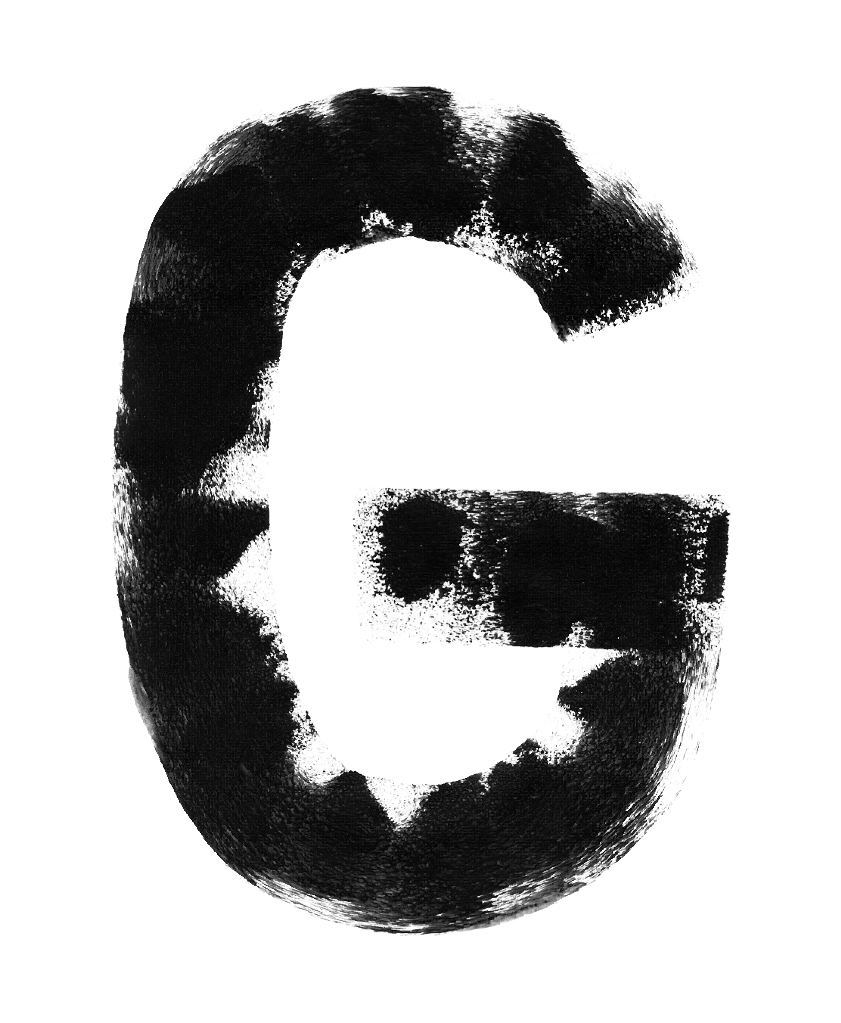 abstract handpainted g letter shape - alphabet sign painted by h